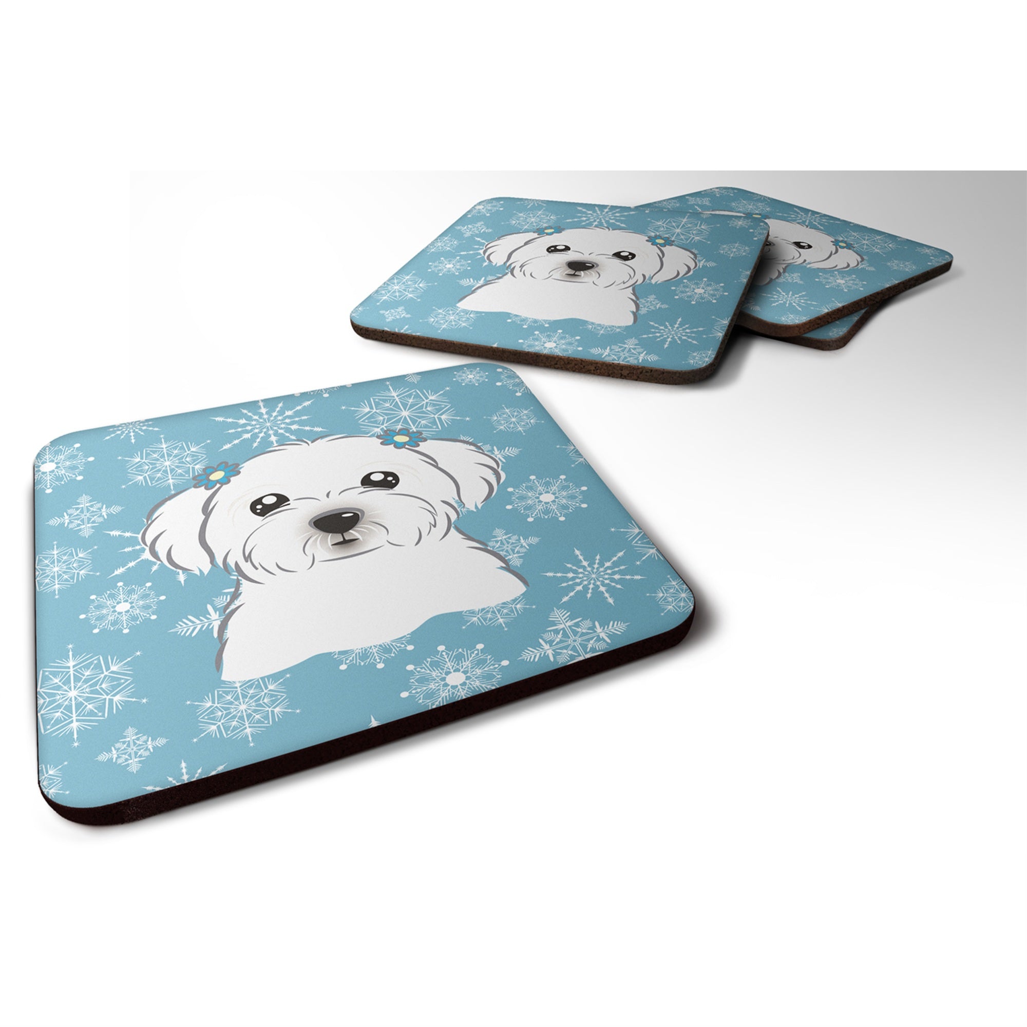 'Caroline'S Treasures Bb1642Fc Snowflake Maltese Foam Coasters (Set Of 4), 3.5'''', Multicolor''