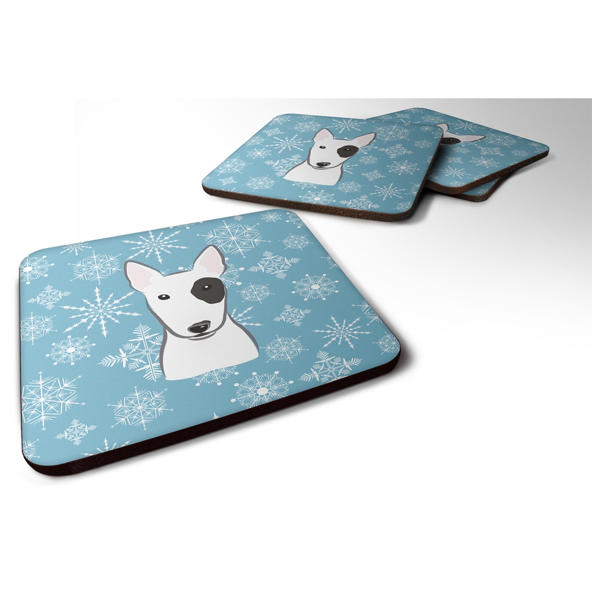 'Caroline'S Treasures Bb1643Fc Snowflake Bull Terrier Foam Coasters (Set Of 4), 3.5'''', Multicolor''