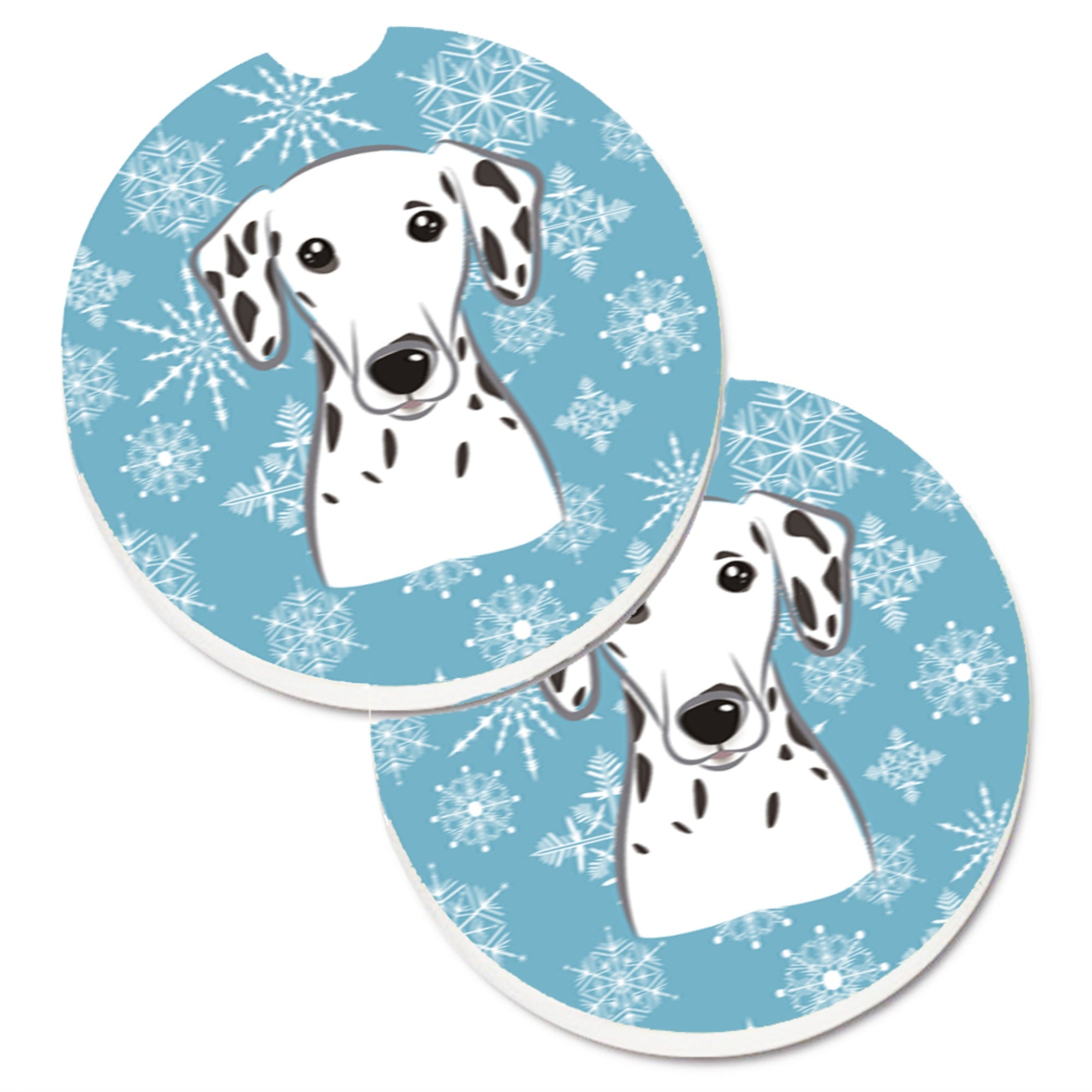 'Caroline'S Treasures Snowflake Dalmatian Set Of 2 Cup Holder Car Coasters Bb1644Carc, 2.56, Multicolor''