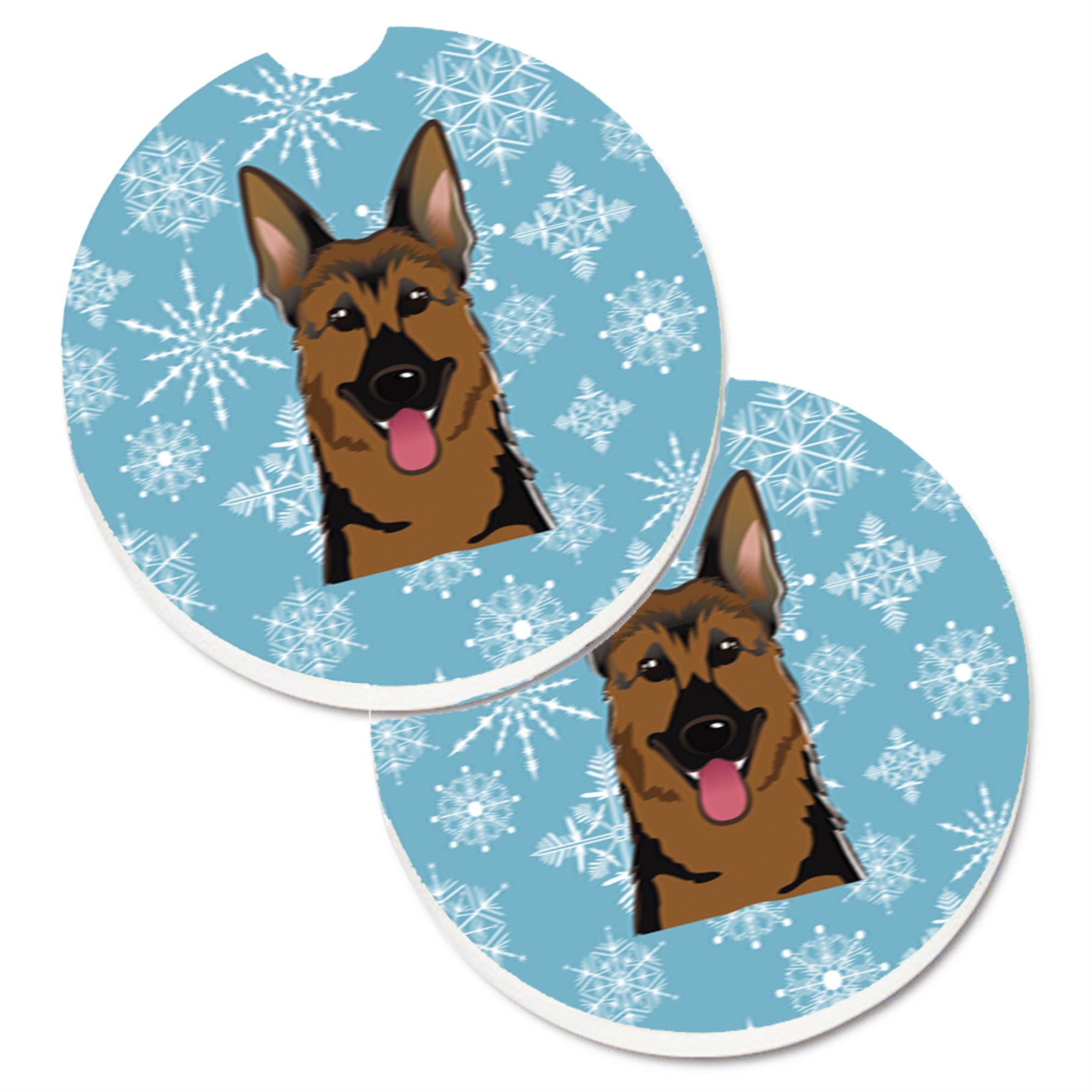 'Caroline'S Treasures Snowflake German Shepherd Set Of 2 Cup Holder Car Coasters Bb1645Carc, 2.56, Multicolor''