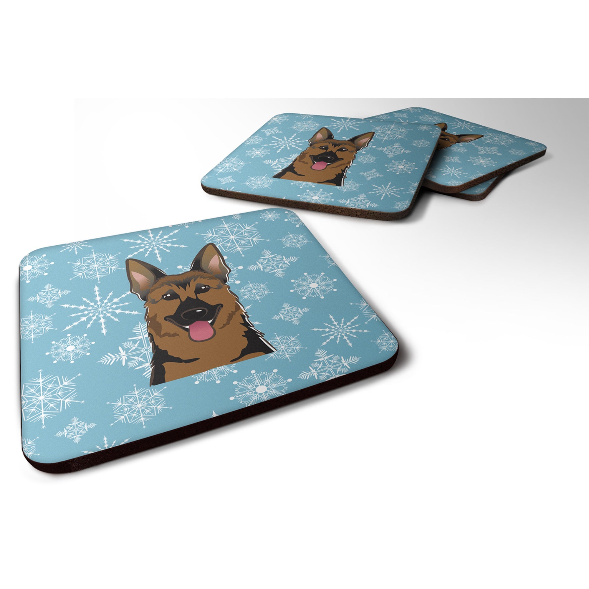 'Caroline'S Treasures Bb1645Fc Snowflake German Shepherd Foam Coasters (Set Of 4), 3.5'''', Multicolor''