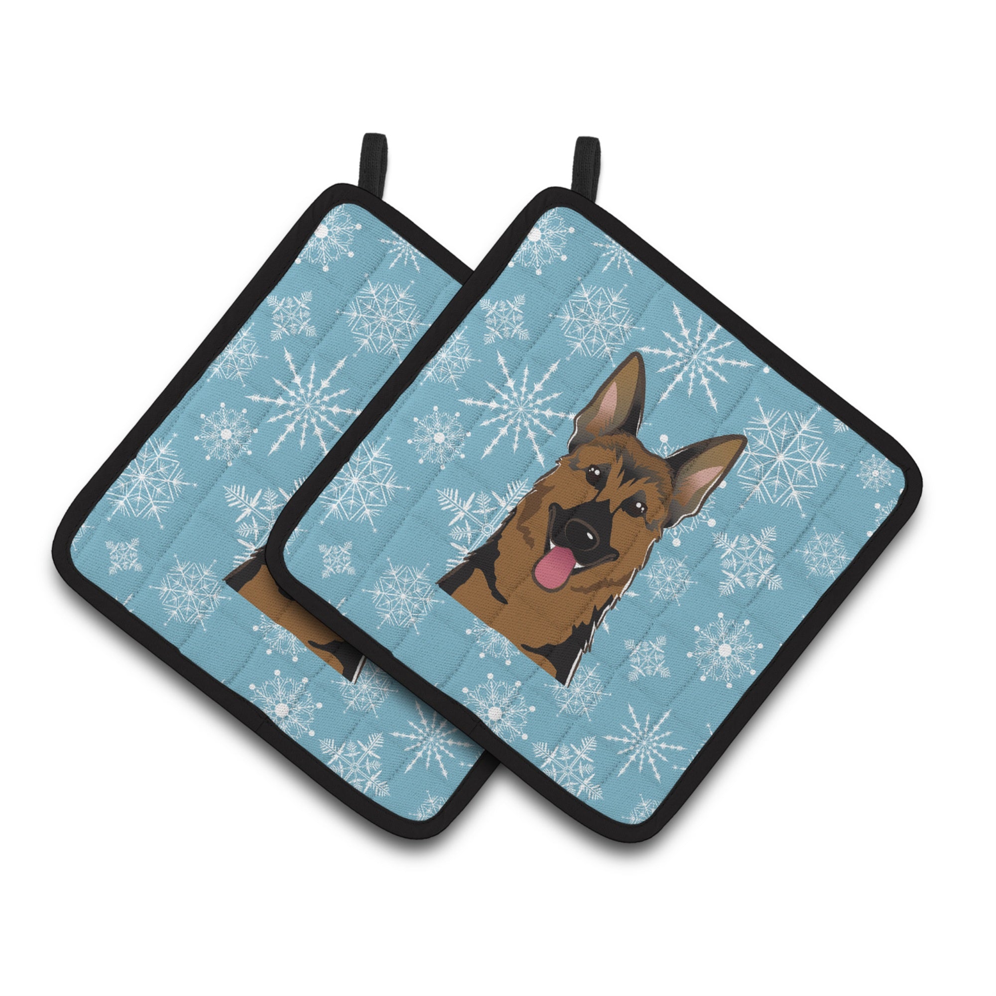 'Caroline'S Treasures Snowflake German Shepherd Pair Of Pot Holders Bb1645Pthd, 7.5Hx7.5W, Multicolor''
