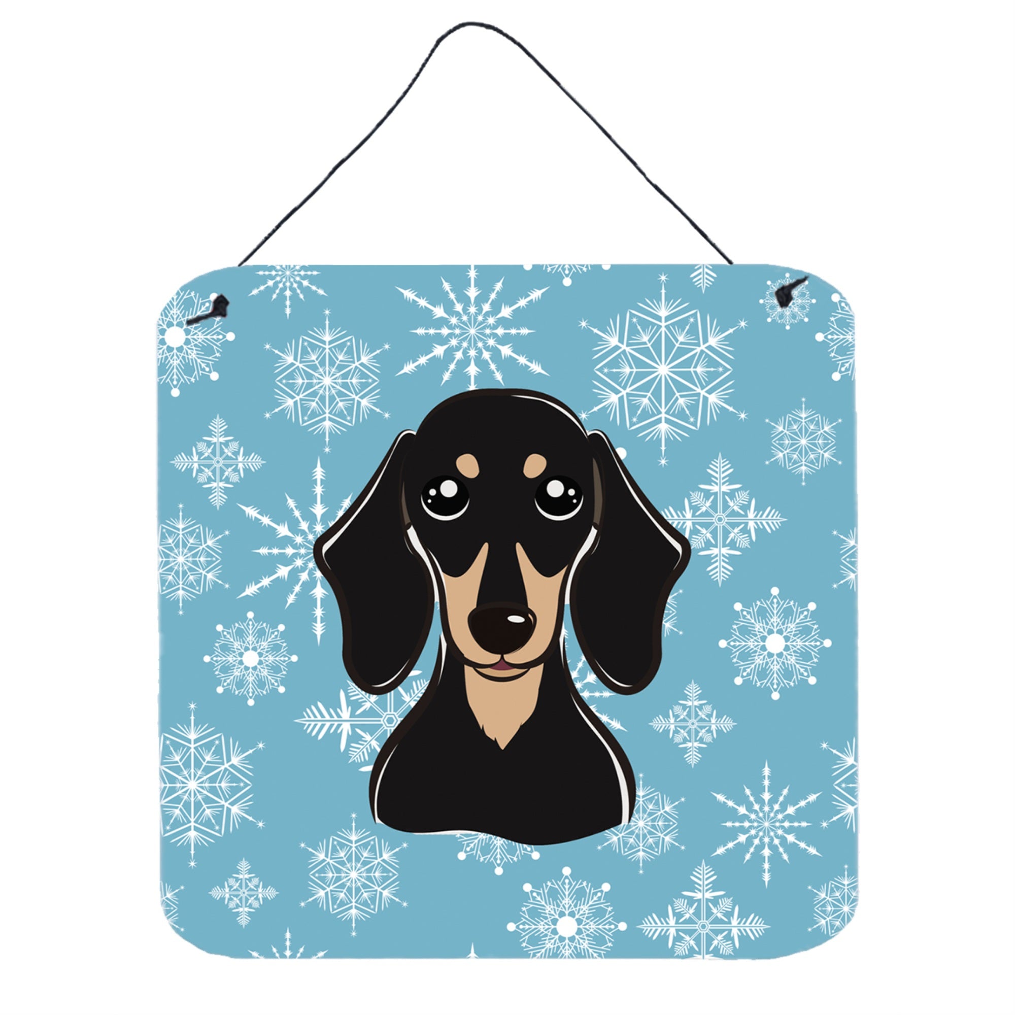 'Caroline'S Treasures Snowflake Smooth Black And Tan Dachshund Wall Or Door Hanging Prints Bb1649Ds66, 6Hx6W, Multicolor''
