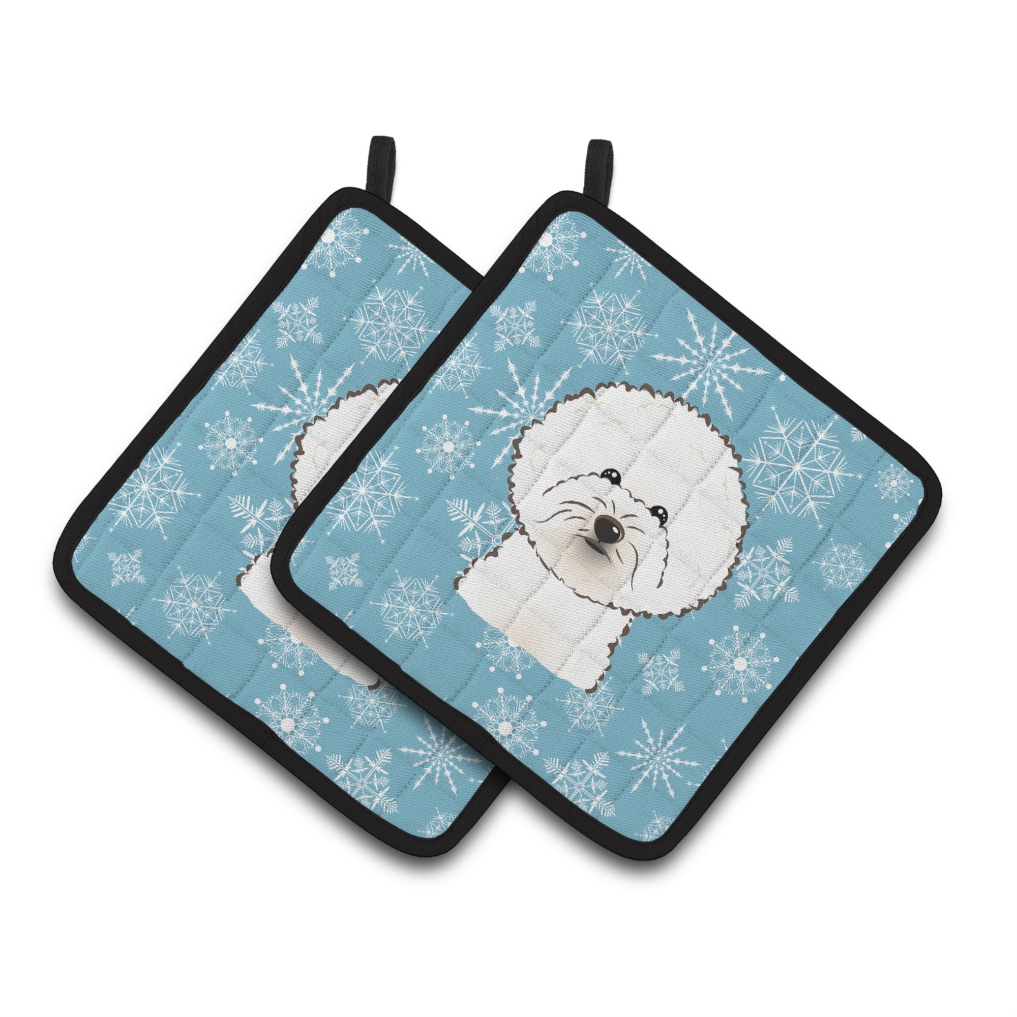 'Caroline'S Treasures Snowflake Bichon Frise Pair Of Pot Holders Bb1651Pthd, 7.5Hx7.5W, Multicolor''