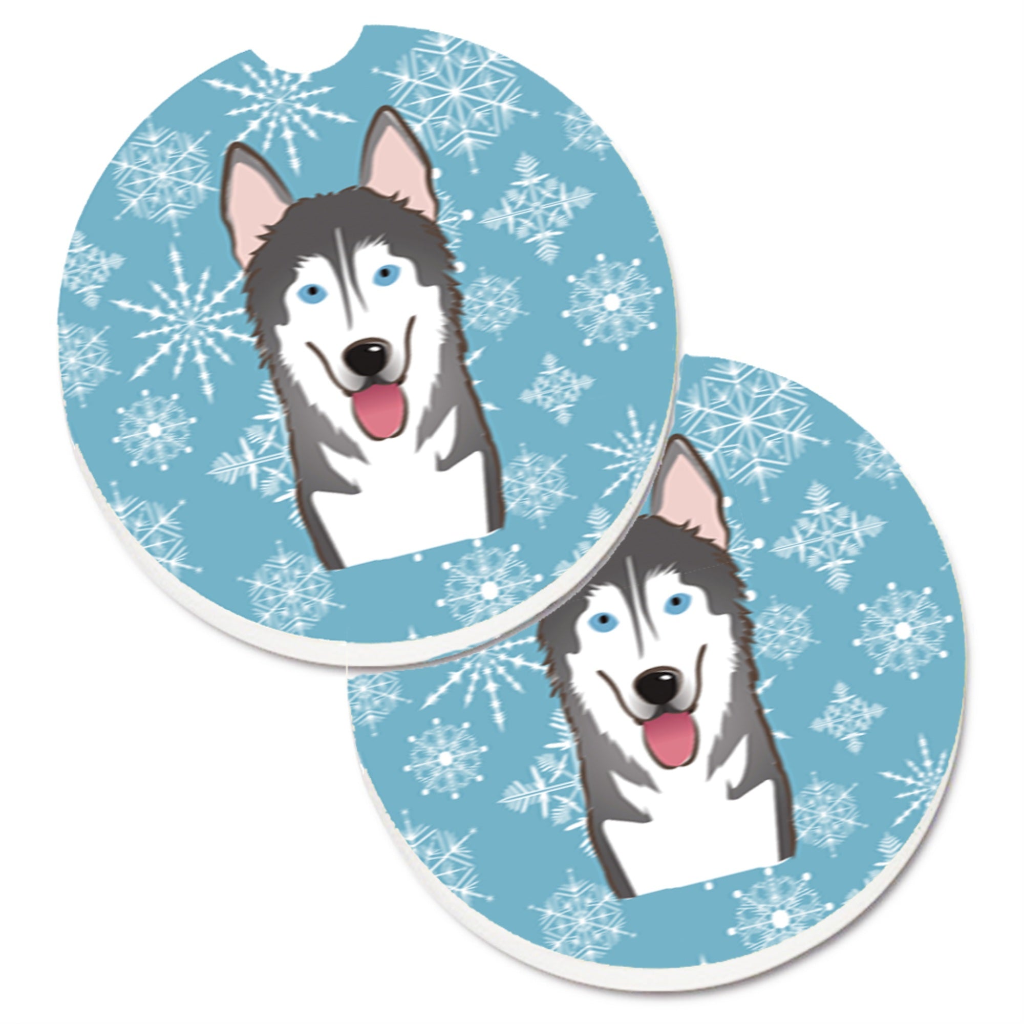 'Caroline'S Treasures Snowflake Alaskan Malamute Set Of 2 Cup Holder Car Coasters Bb1652Carc, 2.56, Multicolor''
