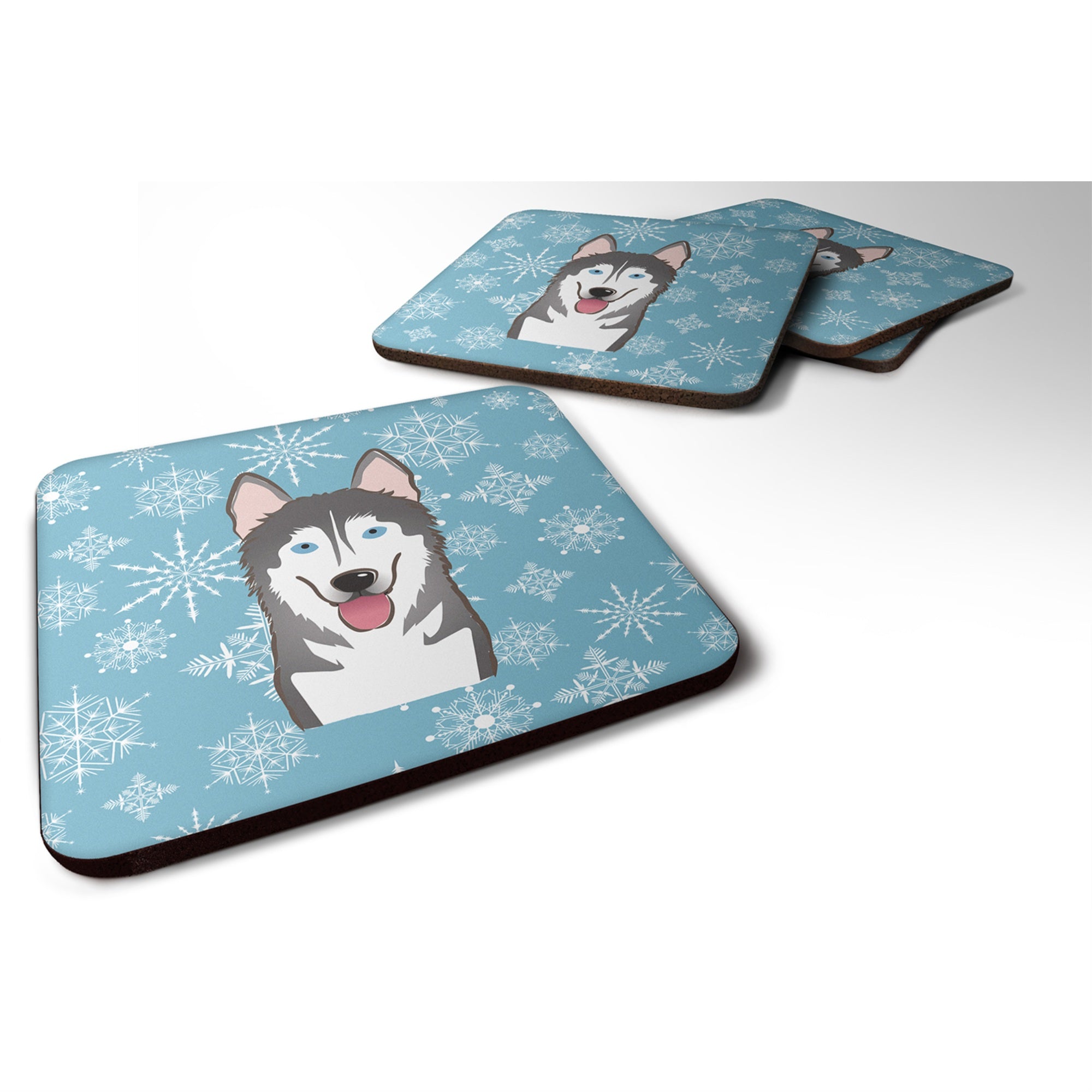'Caroline'S Treasures Bb1652Fc Snowflake Alaskan Malamute Foam Coasters (Set Of 4), 3.5'''', Multicolor''