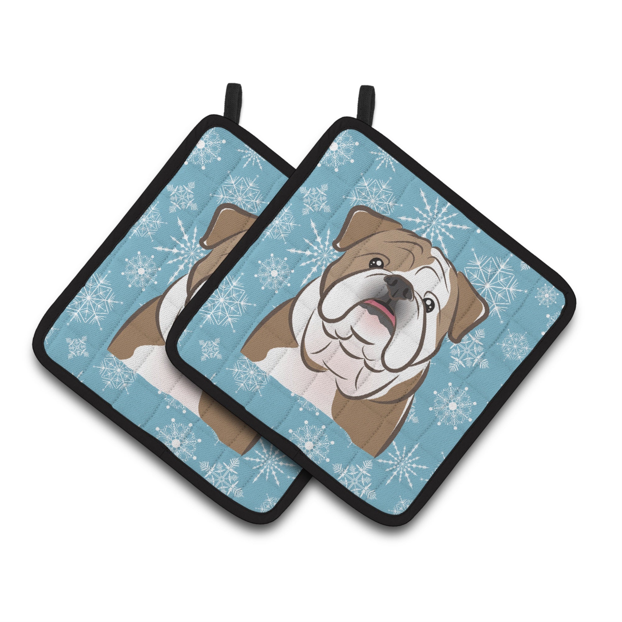 'Caroline'S Treasures Snowflake English Bulldog Pair Of Pot Holders Bb1653Pthd, 7.5Hx7.5W, Multicolor''