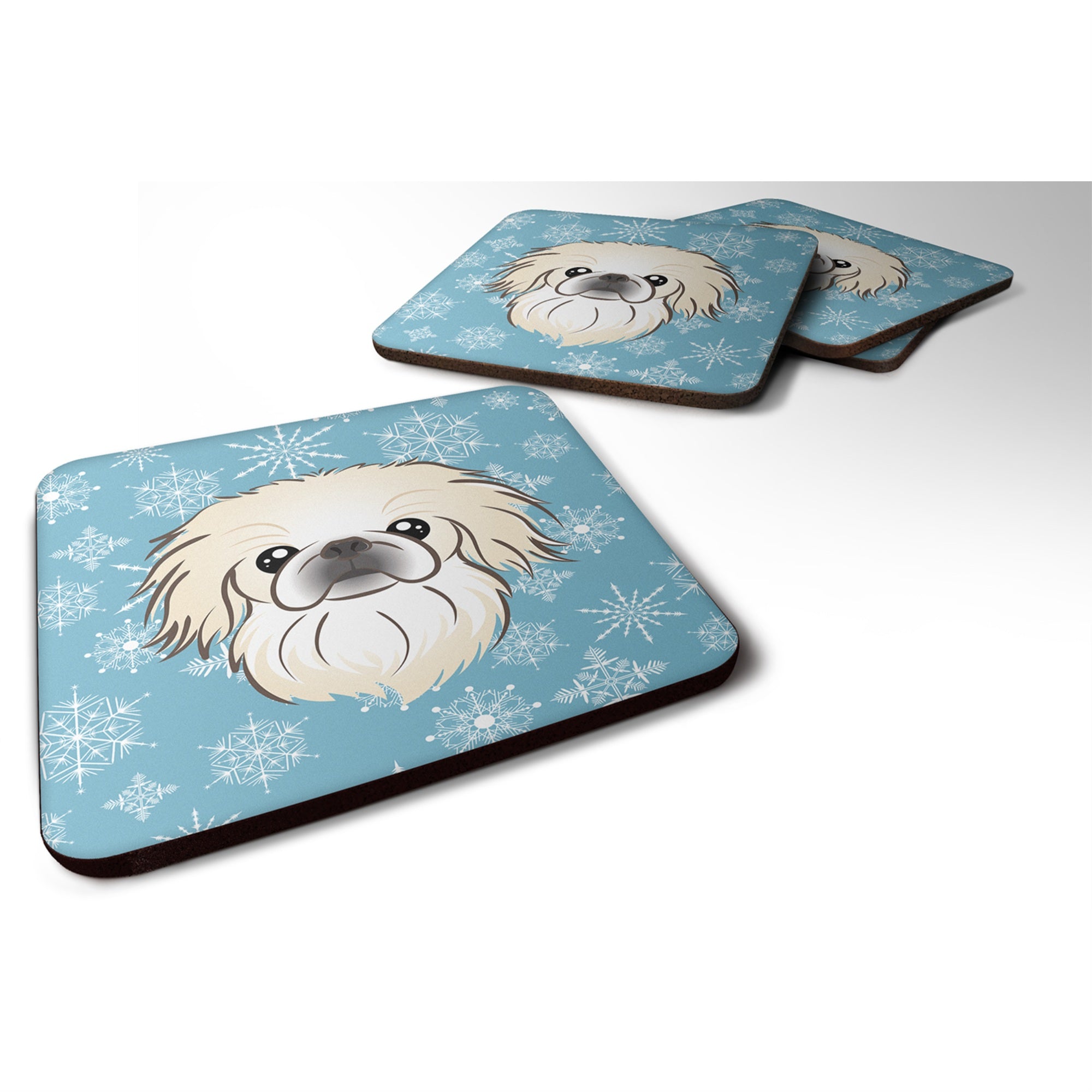 'Caroline'S Treasures Bb1655Fc Snowflake Pekingese Foam Coasters (Set Of 4), 3.5'''', Multicolor''