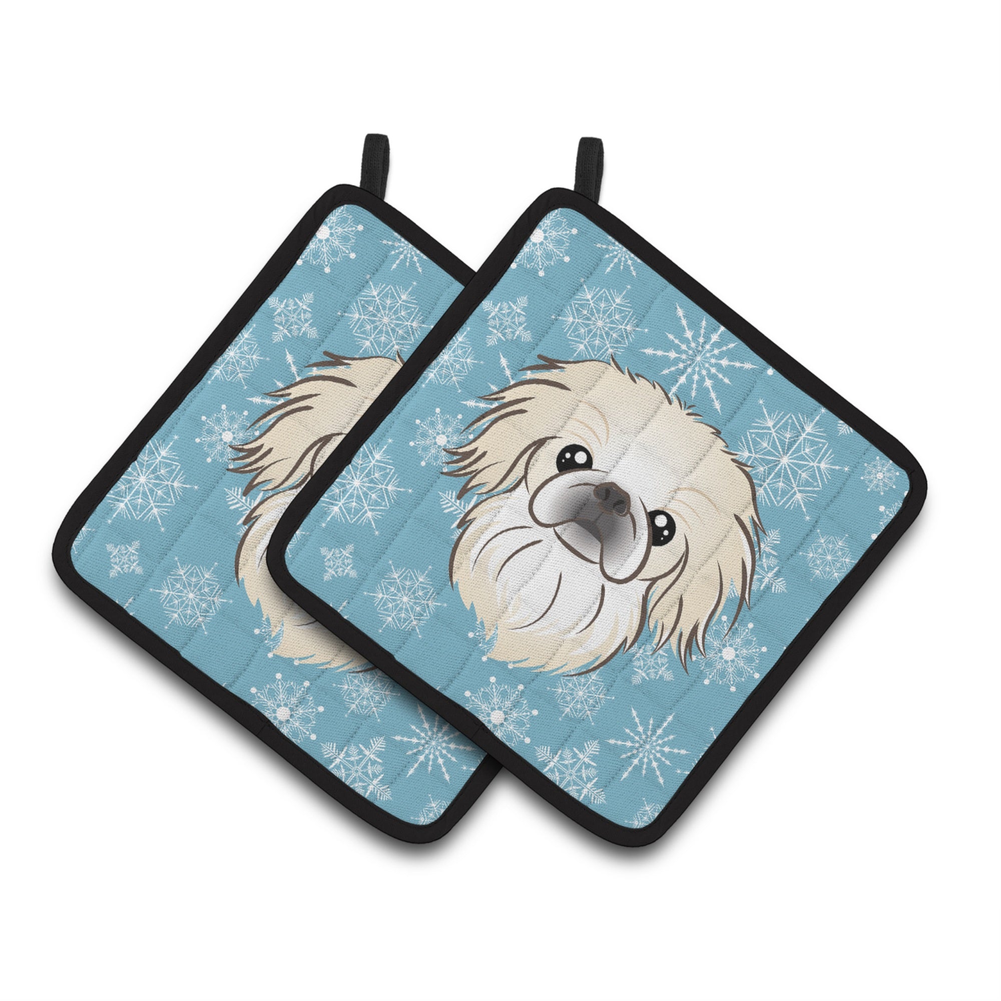 'Caroline'S Treasures Snowflake Pekingese Pair Of Pot Holders Bb1655Pthd, 7.5Hx7.5W, Multicolor''