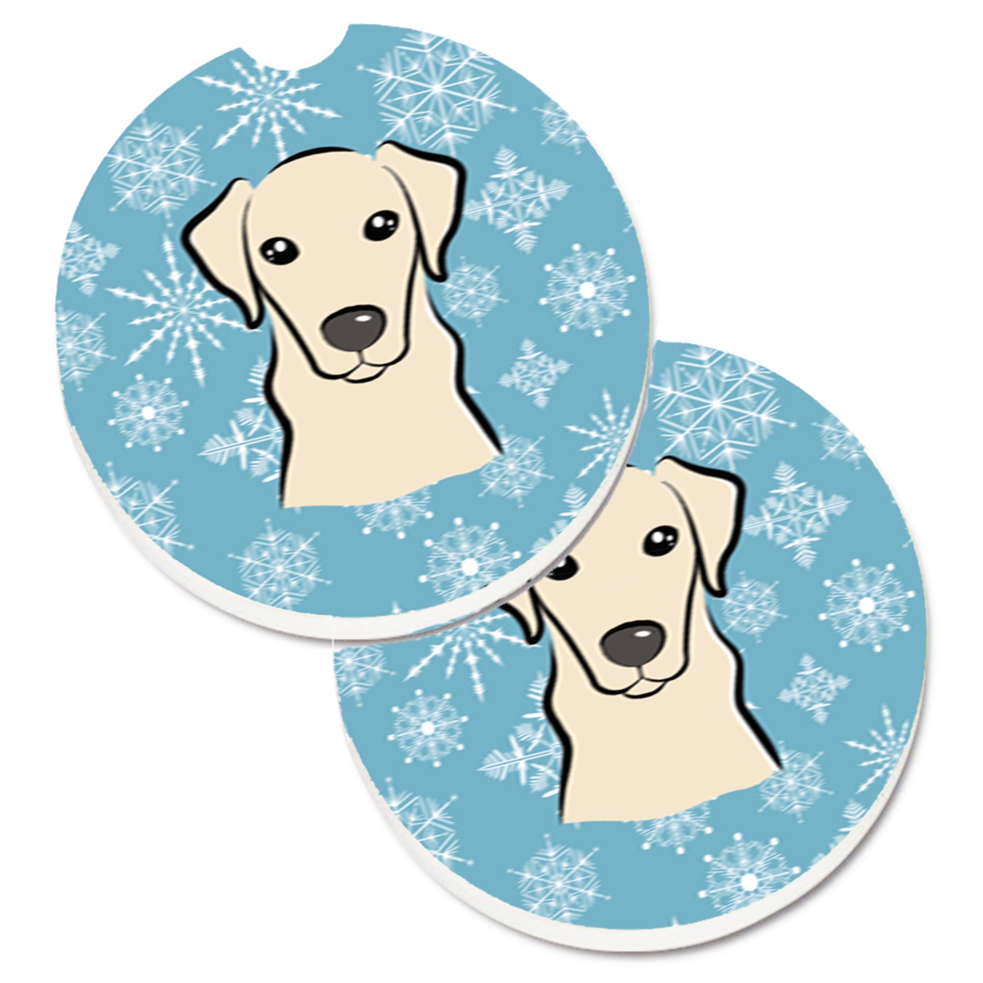 'Caroline'S Treasures Snowflake Yellow Labrador Set Of 2 Cup Holder Car Coasters Bb1656Carc, 2.56, Multicolor''