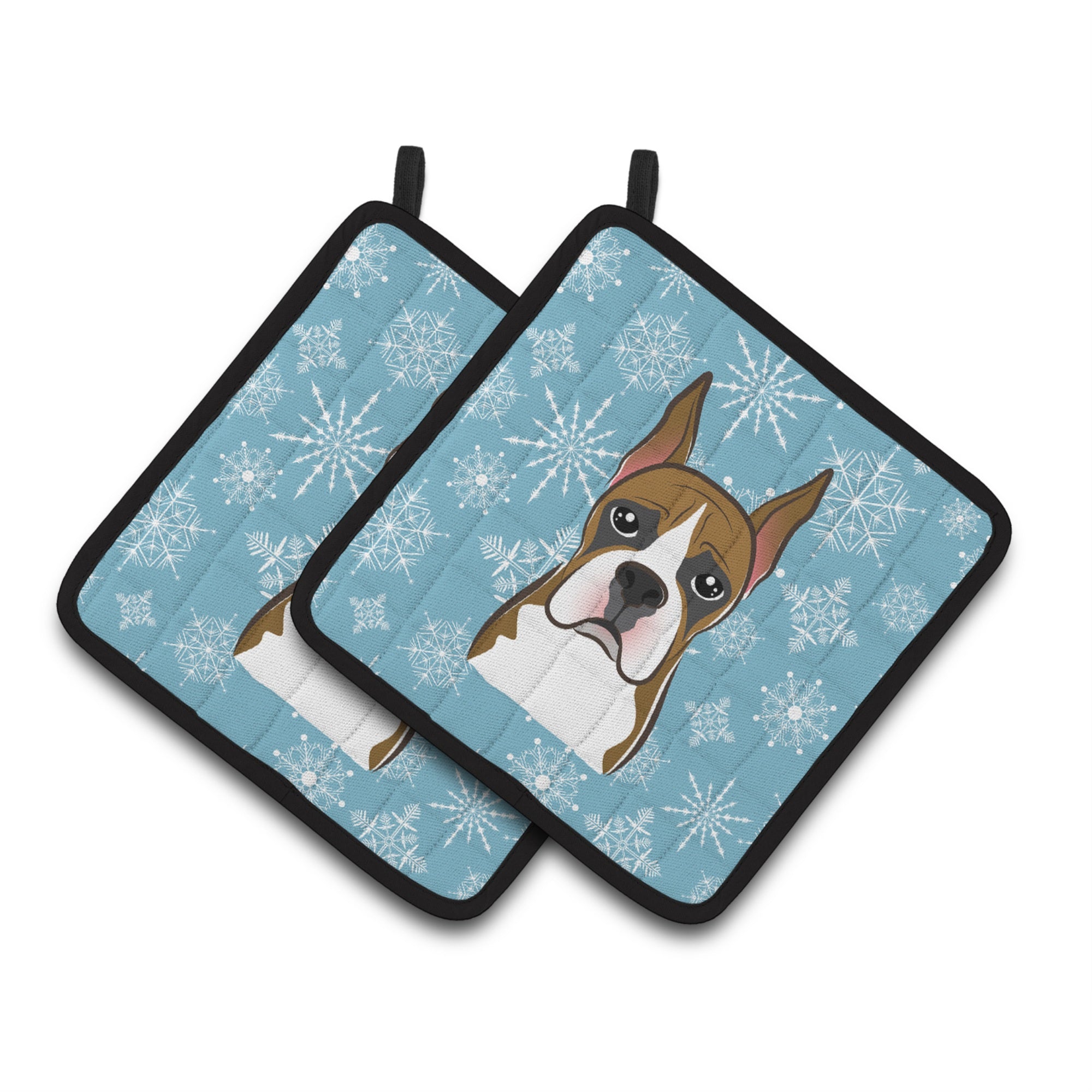 'Caroline'S Treasures Snowflake Boxer Pair Of Pot Holders Bb1657Pthd, 7.5Hx7.5W, Multicolor''