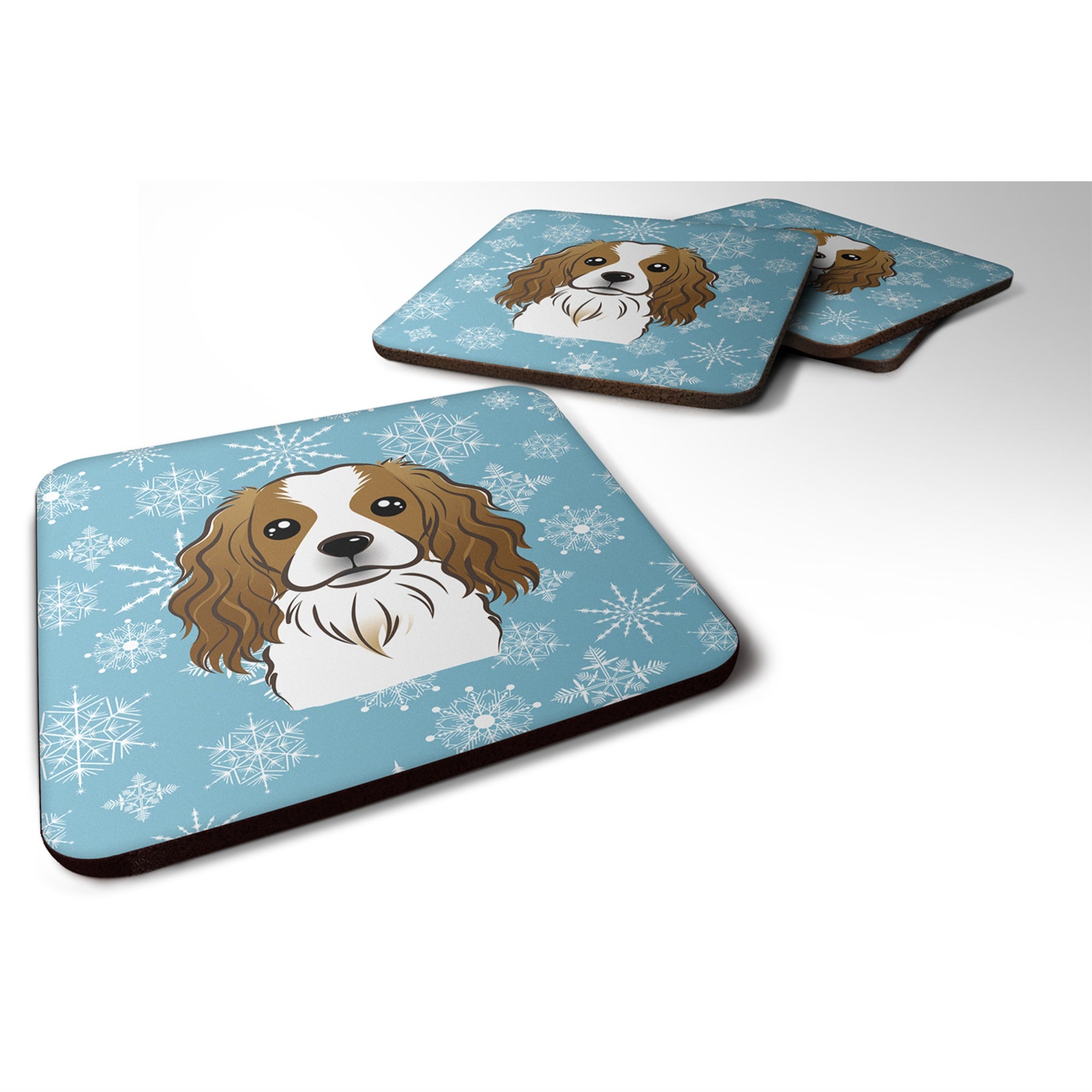 'Caroline'S Treasures Bb1658Fc Snowflake Cavalier Spaniel Foam Coasters (Set Of 4), 3.5'''', Multicolor''