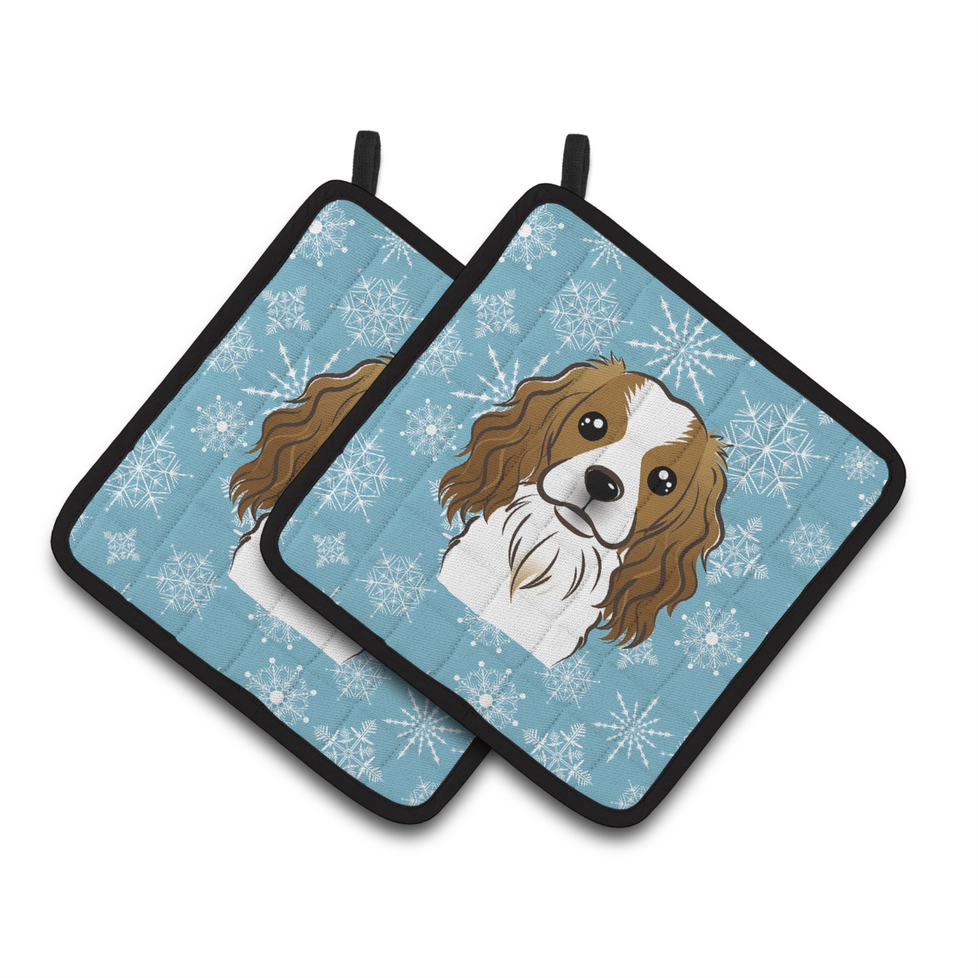 'Caroline'S Treasures Snowflake Cavalier Spaniel Pair Of Pot Holders Bb1658Pthd, 7.5Hx7.5W, Multicolor''