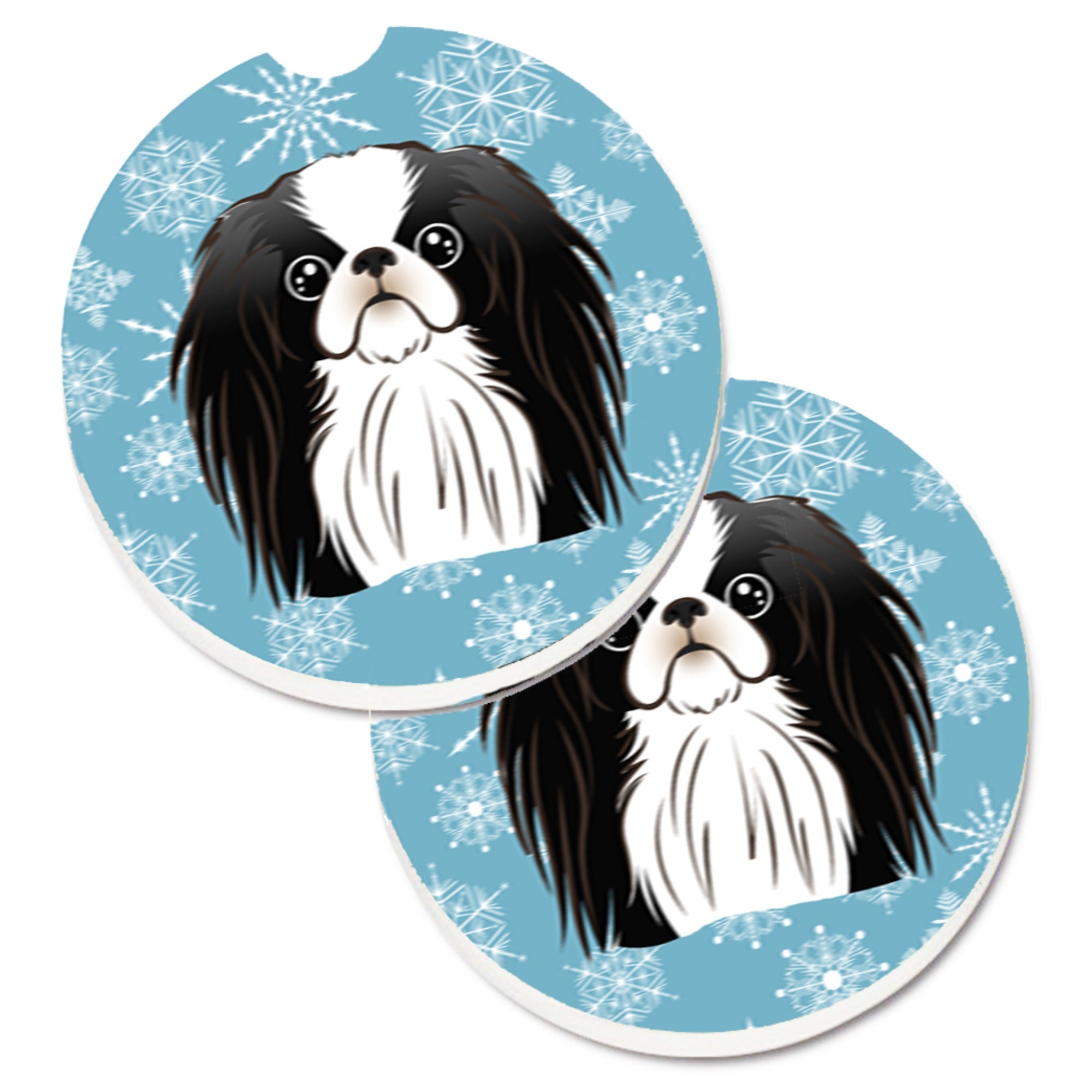 'Caroline'S Treasures Snowflake Japanese Chin Set Of 2 Cup Holder Car Coasters Bb1664Carc, 2.56, Multicolor''
