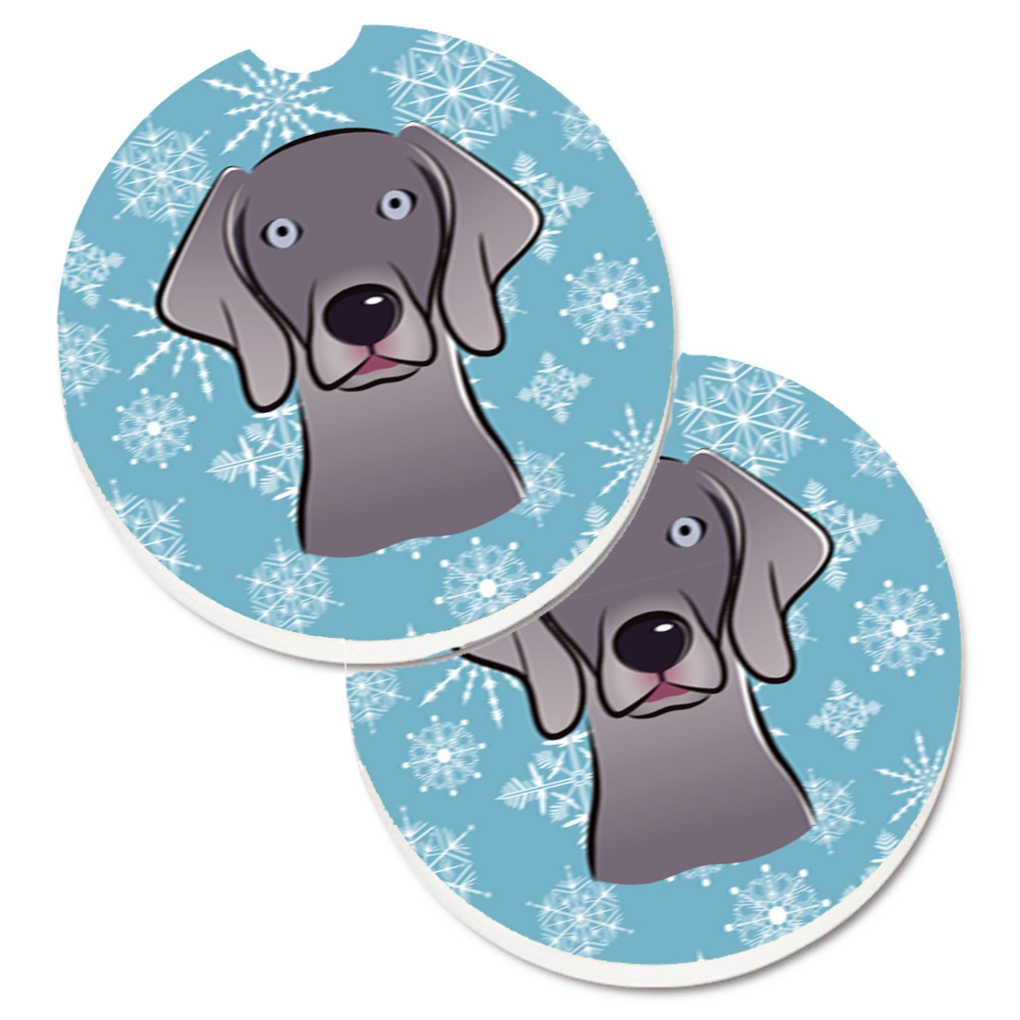 'Caroline'S Treasures Snowflake Weimaraner Set Of 2 Cup Holder Car Coasters Bb1665Carc, 2.56, Multicolor''