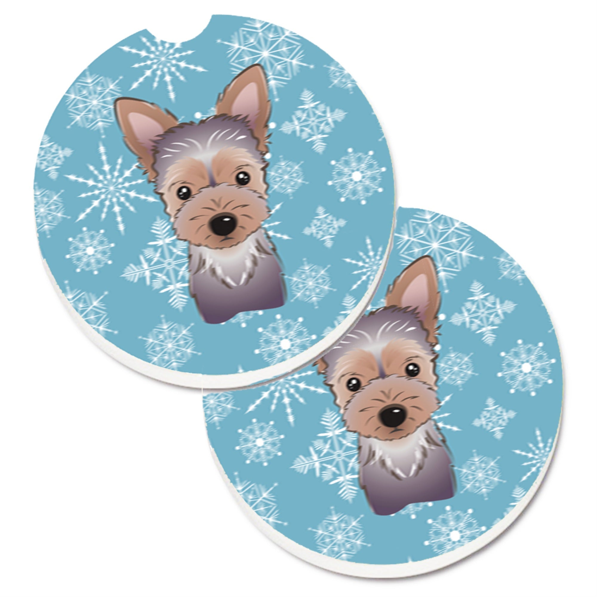 'Caroline'S Treasures Snowflake Yorkie Puppy Set Of 2 Cup Holder Car Coasters Bb1666Carc, 2.56, Multicolor''