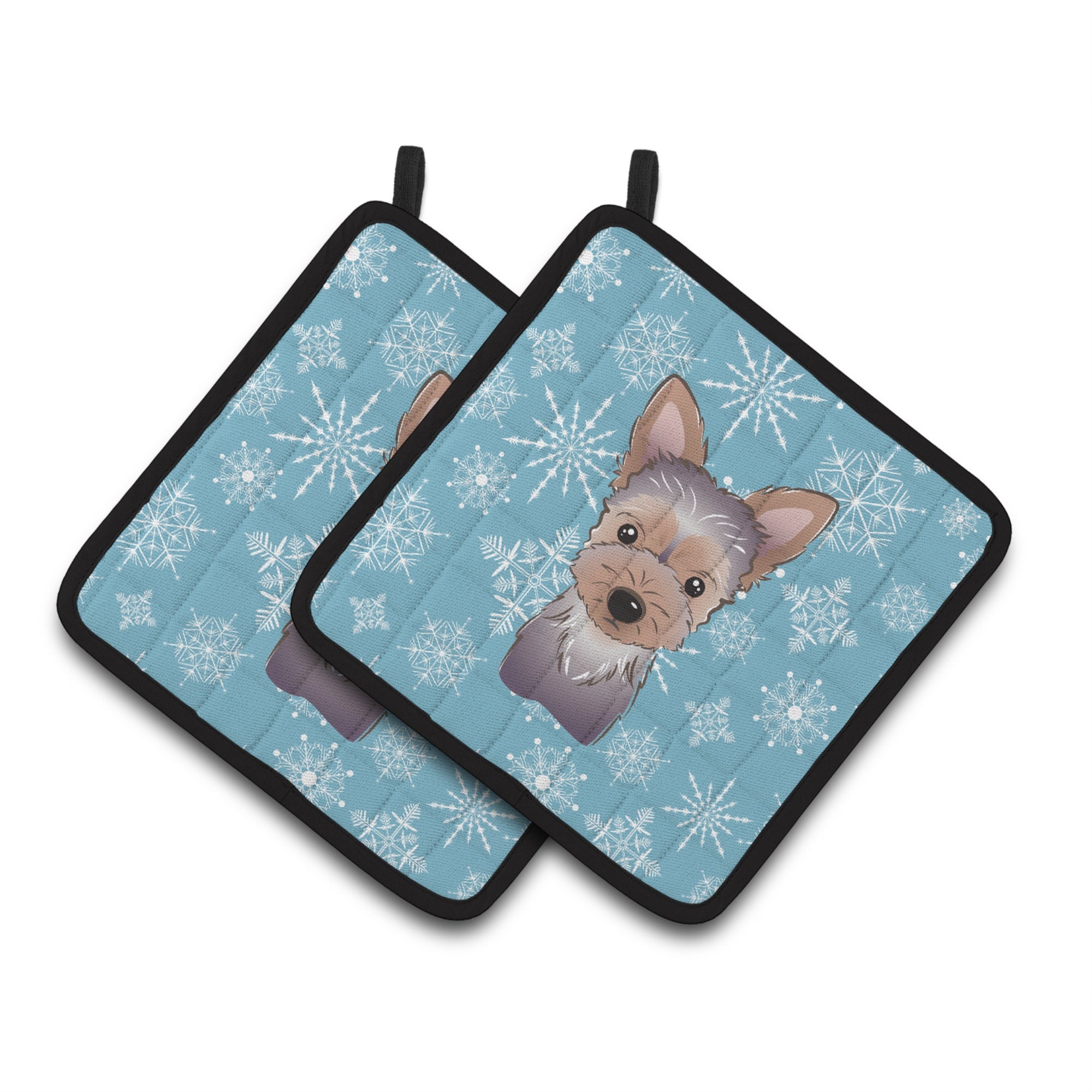 'Caroline'S Treasures Snowflake Yorkie Puppy Pair Of Pot Holders Bb1666Pthd, 7.5Hx7.5W, Multicolor''