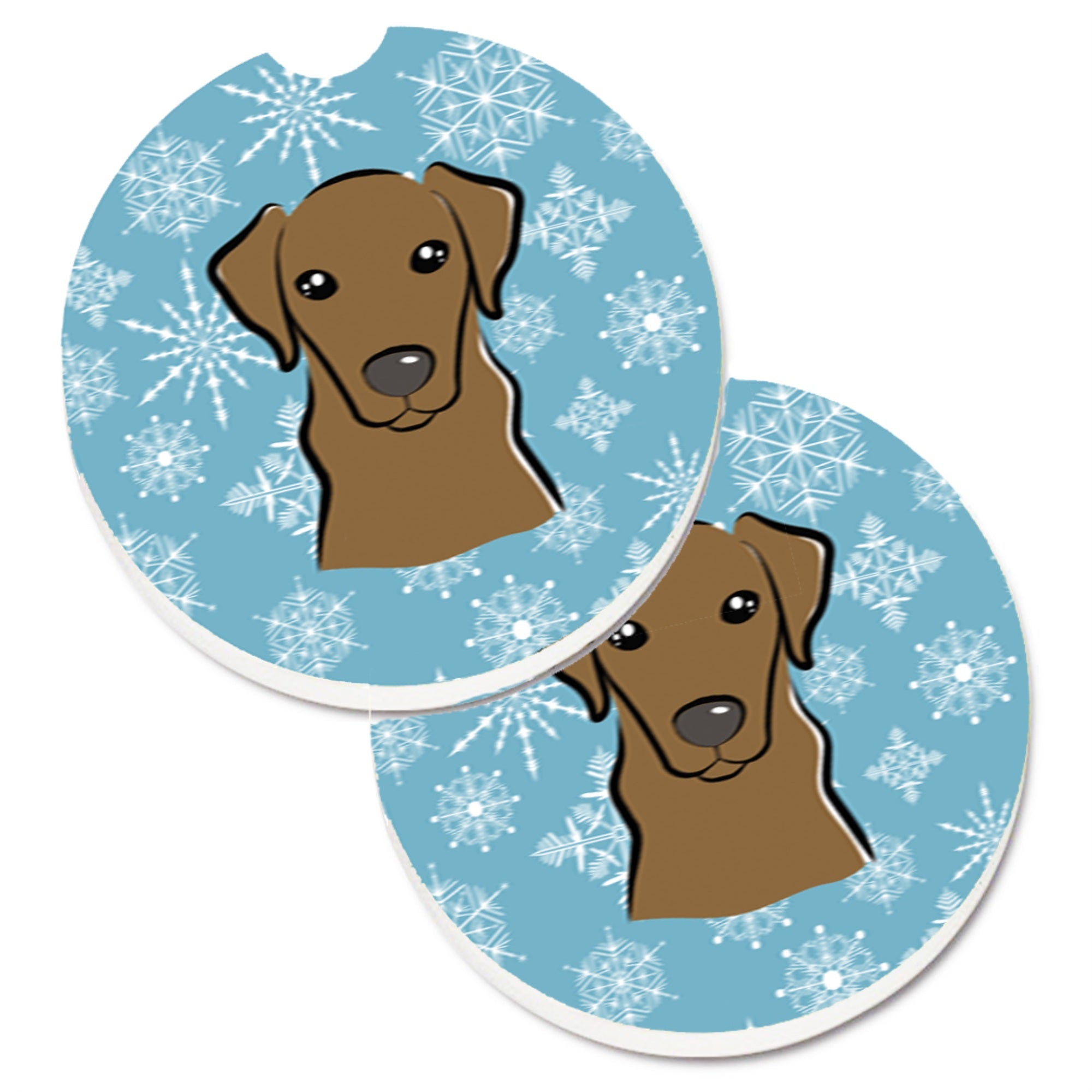 'Caroline'S Treasures Snowflake Chocolate Labrador Set Of 2 Cup Holder Car Coasters Bb1668Carc, 2.56, Multicolor''