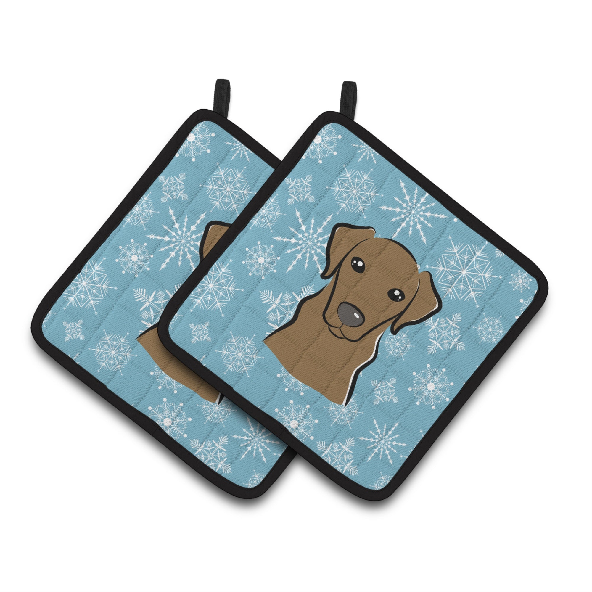 'Caroline'S Treasures Snowflake Chocolate Labrador Pair Of Pot Holders Bb1668Pthd, 7.5Hx7.5W, Multicolor''