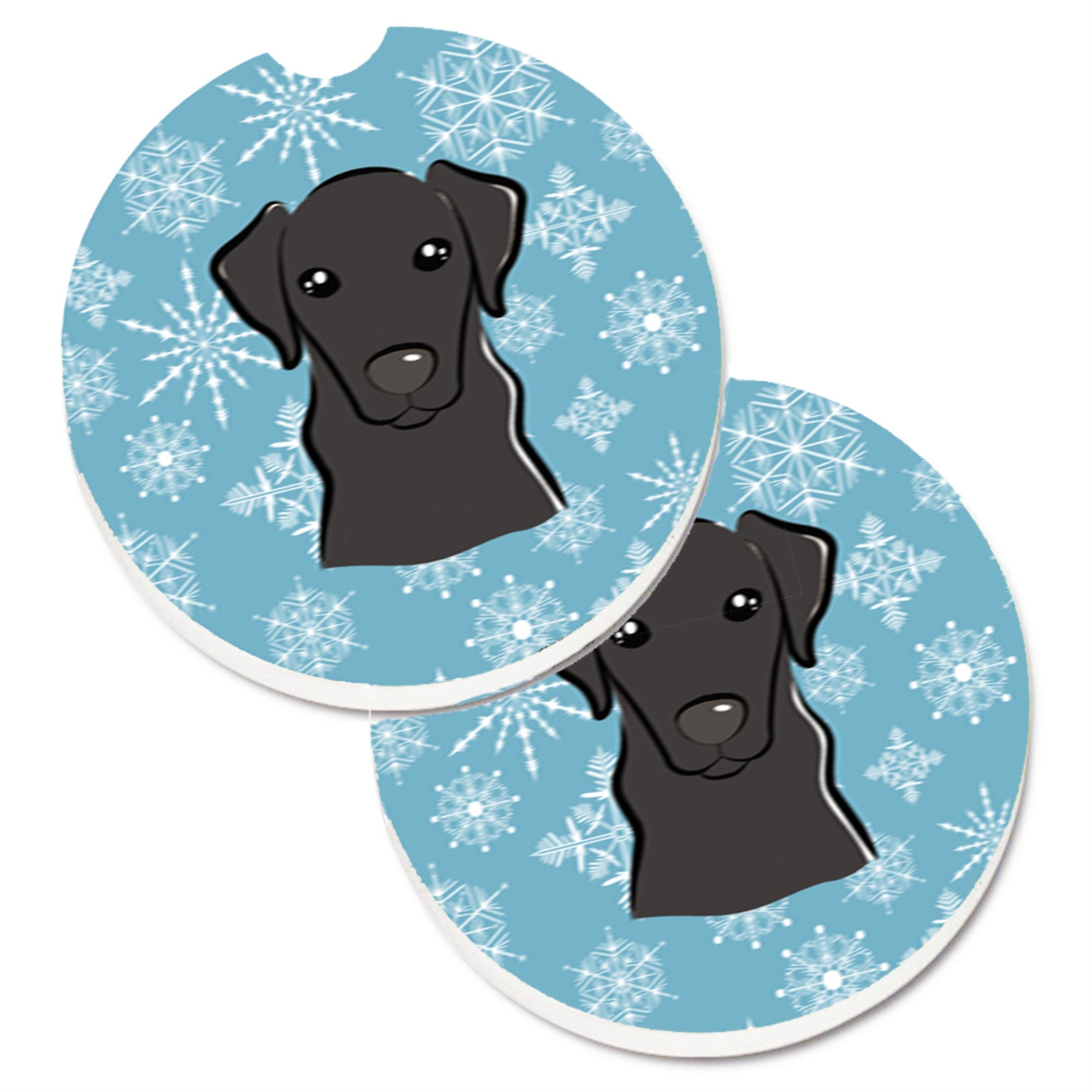 'Caroline'S Treasures Snowflake Black Labrador Set Of 2 Cup Holder Car Coasters Bb1669Carc, 2.56, Multicolor''