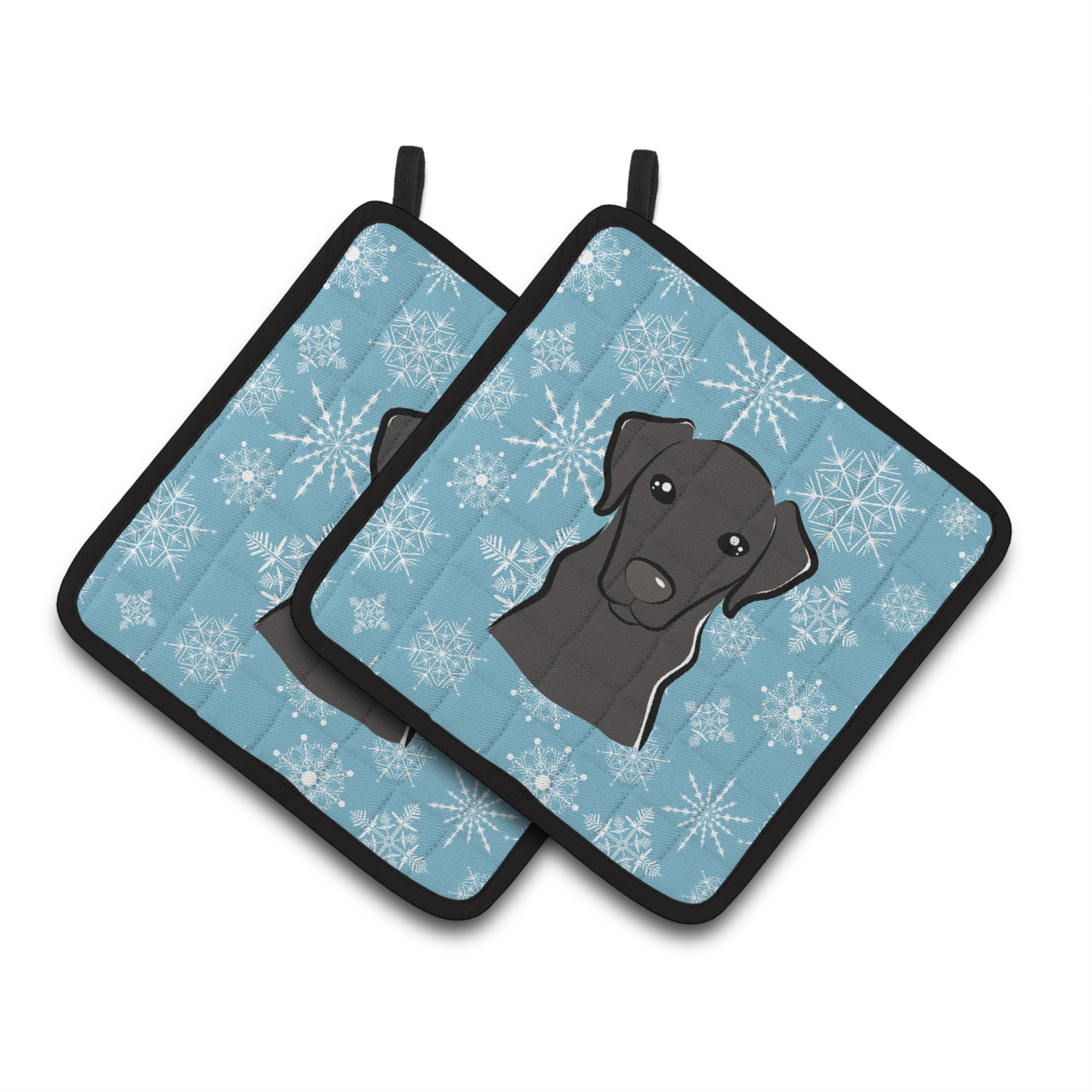 'Caroline'S Treasures Snowflake Black Labrador Pair Of Pot Holders Bb1669Pthd, 7.5Hx7.5W, Multicolor''