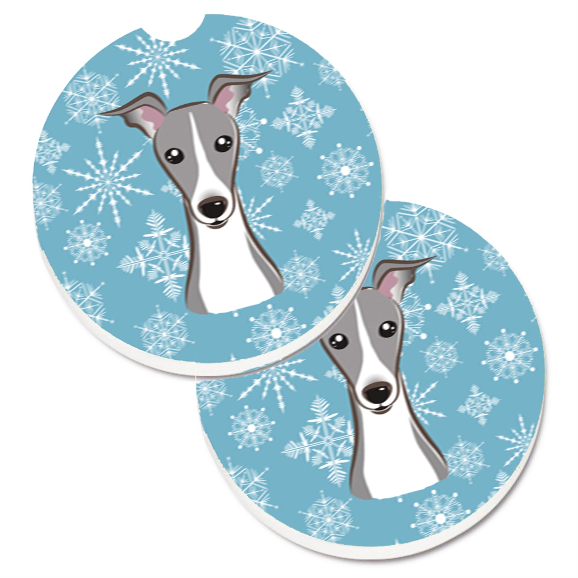 'Caroline'S Treasures Snowflake Italian Greyhound Set Of 2 Cup Holder Car Coasters Bb1670Carc, 2.56, Multicolor''