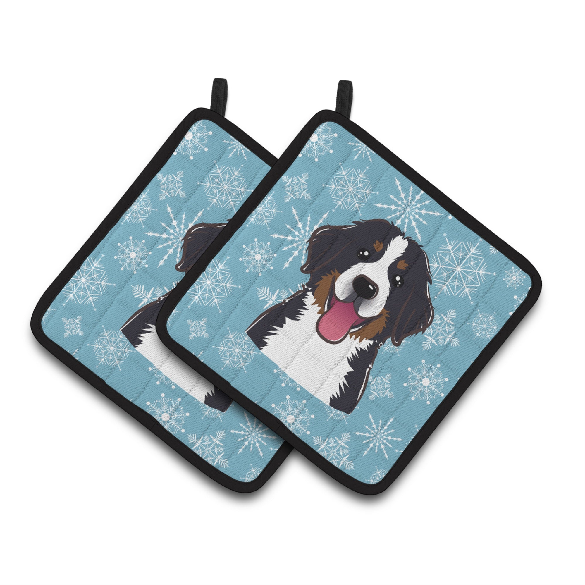 'Caroline'S Treasures Snowflake Bernese Mountain Dog Pair Of Pot Holders Bb1671Pthd, 7.5Hx7.5W, Multicolor''
