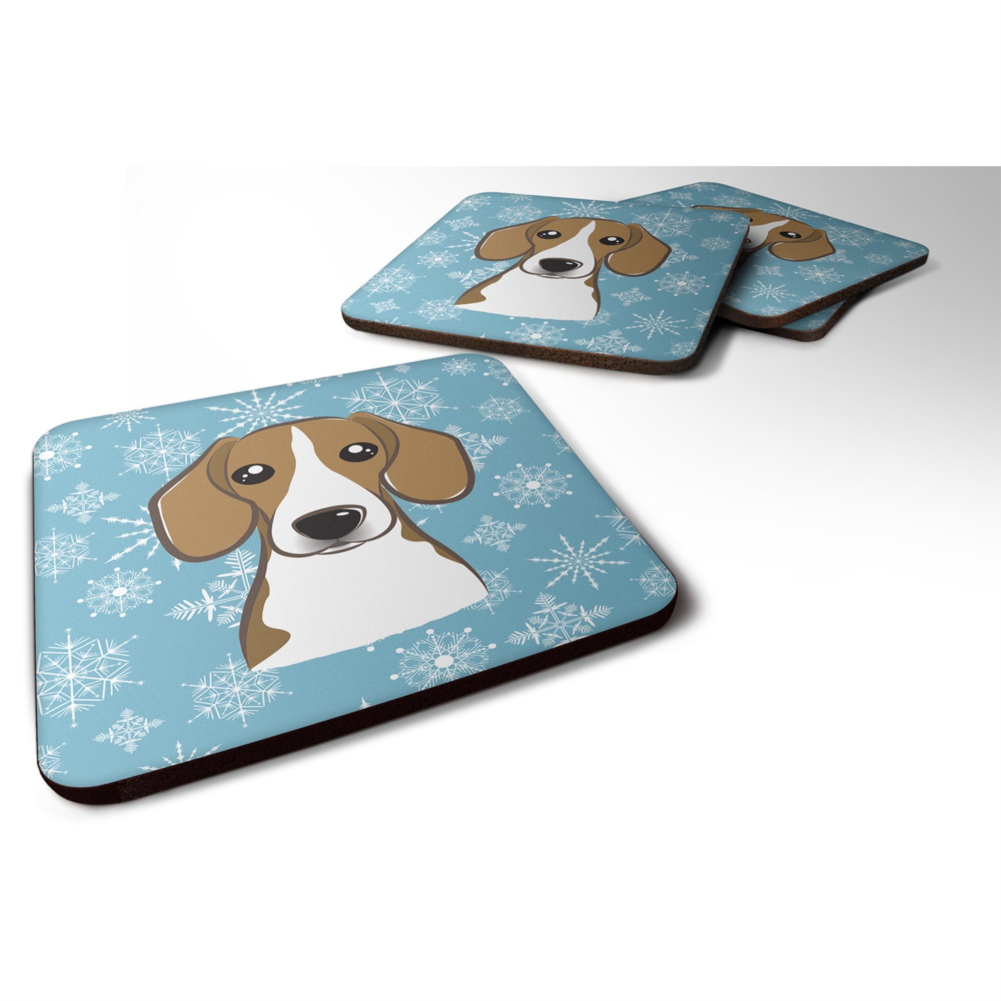 'Caroline'S Treasures Bb1673Fc Snowflake Beagle Foam Coasters (Set Of 4), 3.5'''', Multicolor''