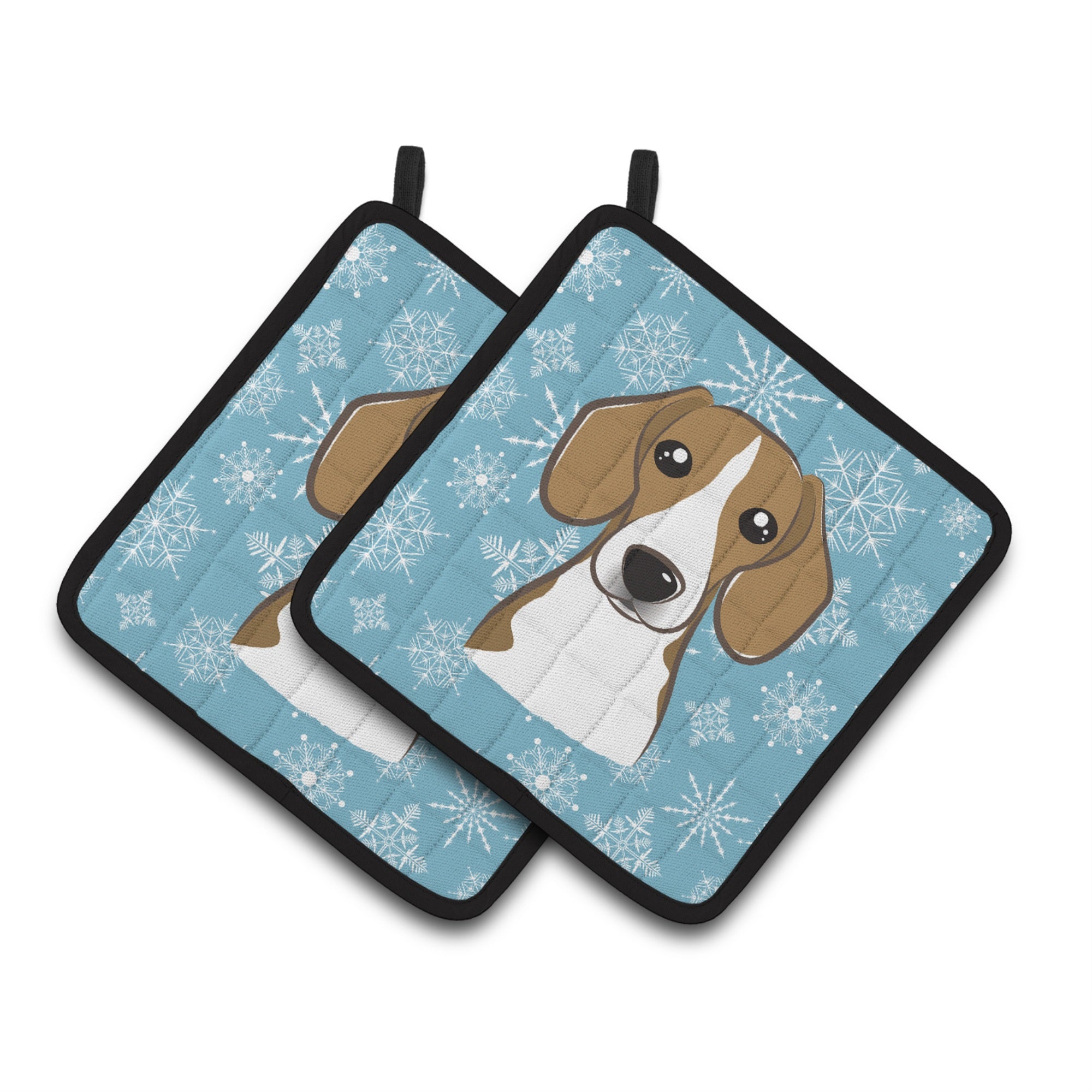 'Caroline'S Treasures Snowflake Beagle Pair Of Pot Holders Bb1673Pthd, 7.5Hx7.5W, Multicolor''