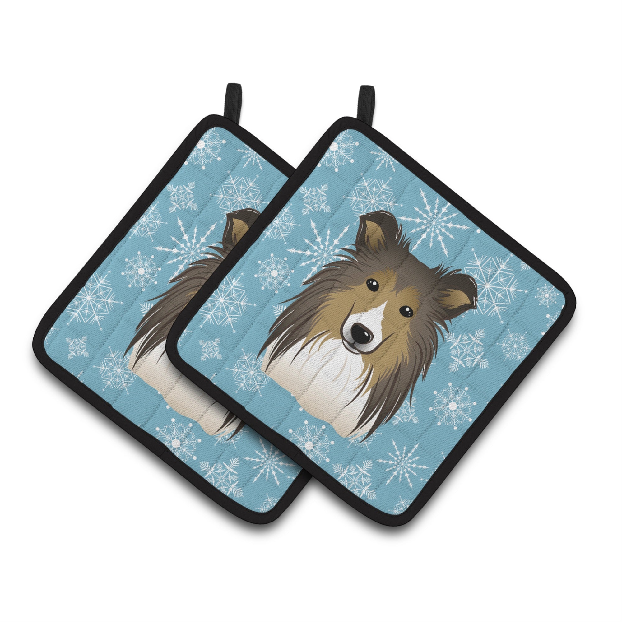 'Caroline'S Treasures Snowflake Sheltie Pair Of Pot Holders Bb1676Pthd, 7.5Hx7.5W, Multicolor''