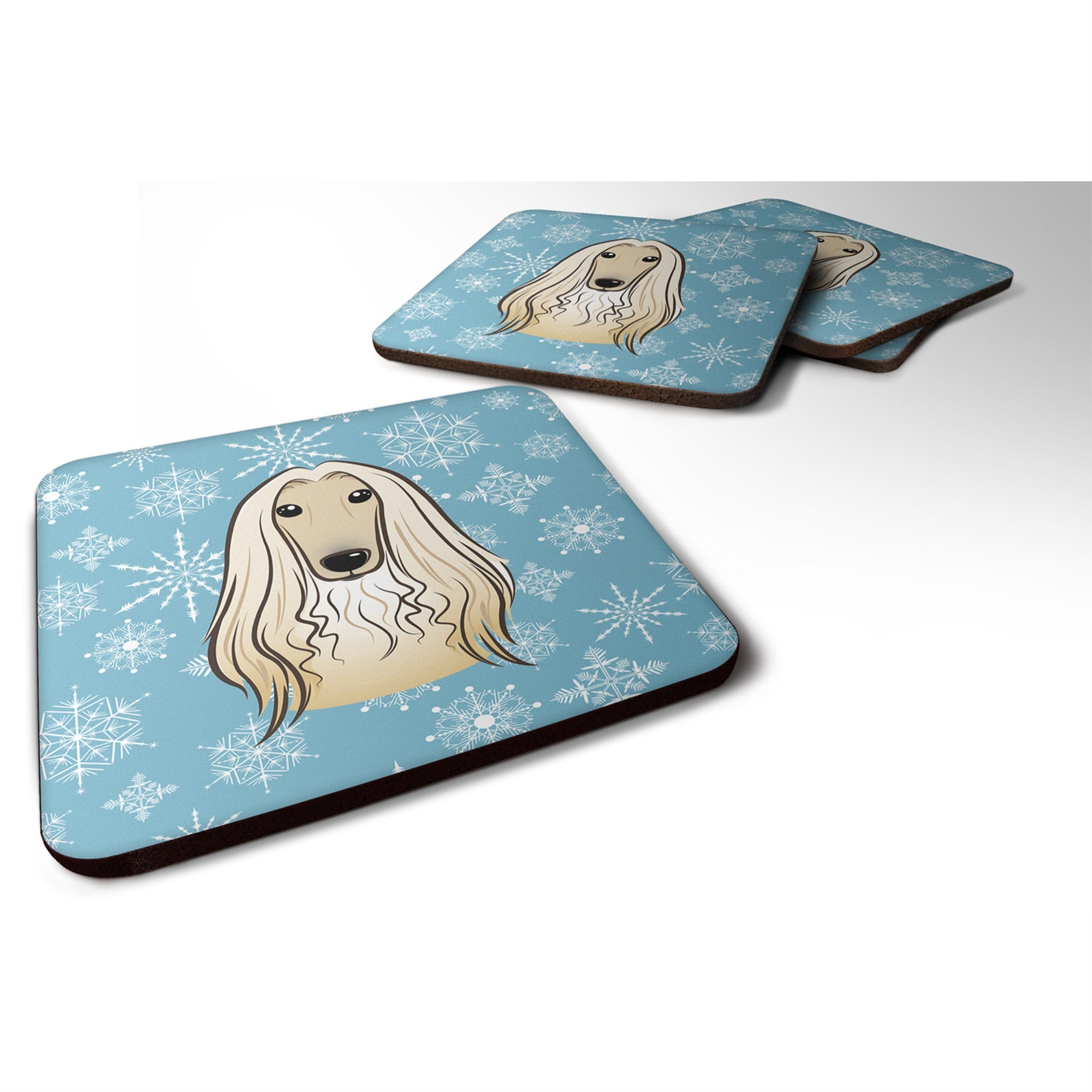 'Caroline'S Treasures Bb1678Fc Snowflake Afghan Hound Foam Coasters (Set Of 4), 3.5'''', Multicolor''