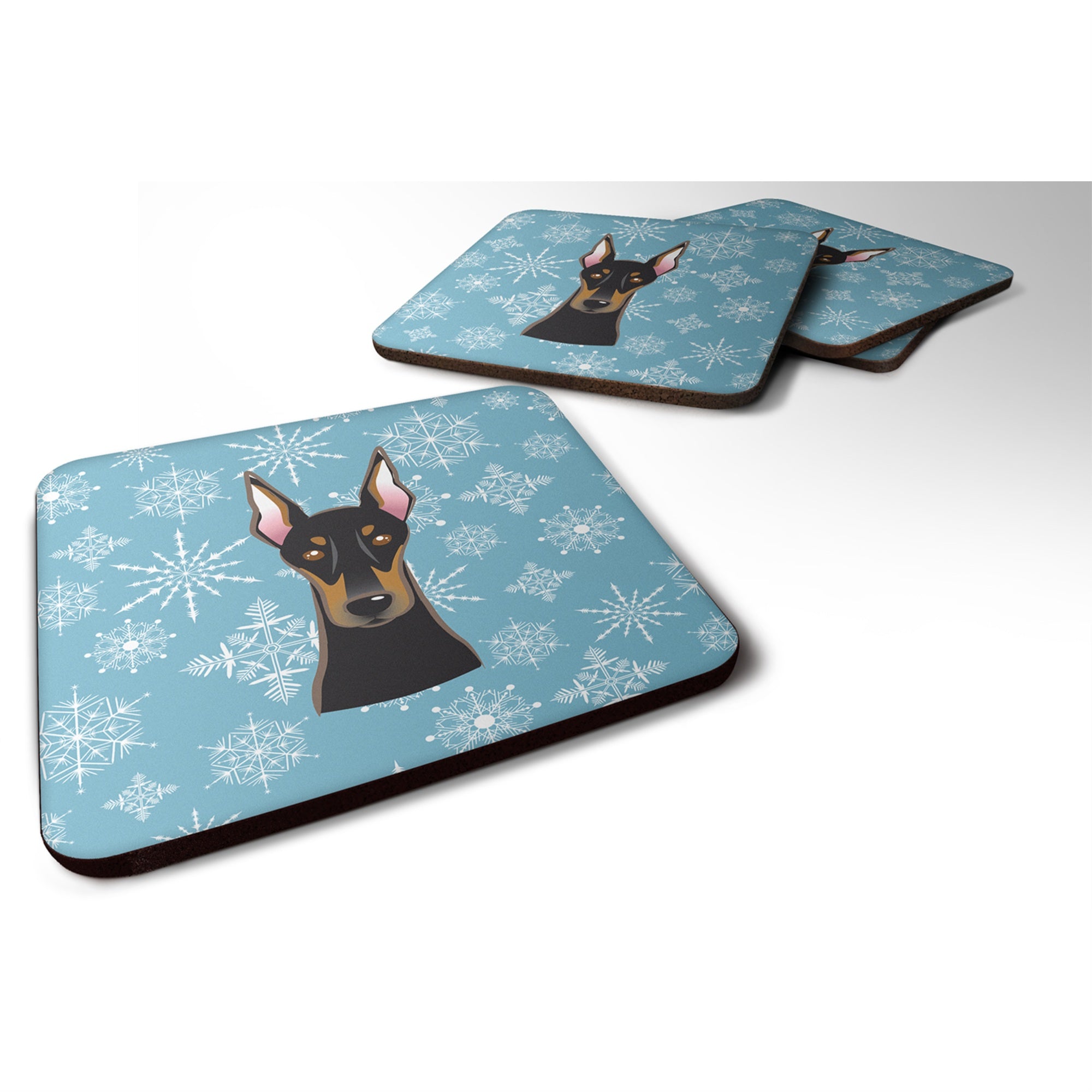 'Caroline'S Treasures Bb1679Fc Snowflake Doberman Foam Coasters (Set Of 4), 3.5'''', Multicolor''