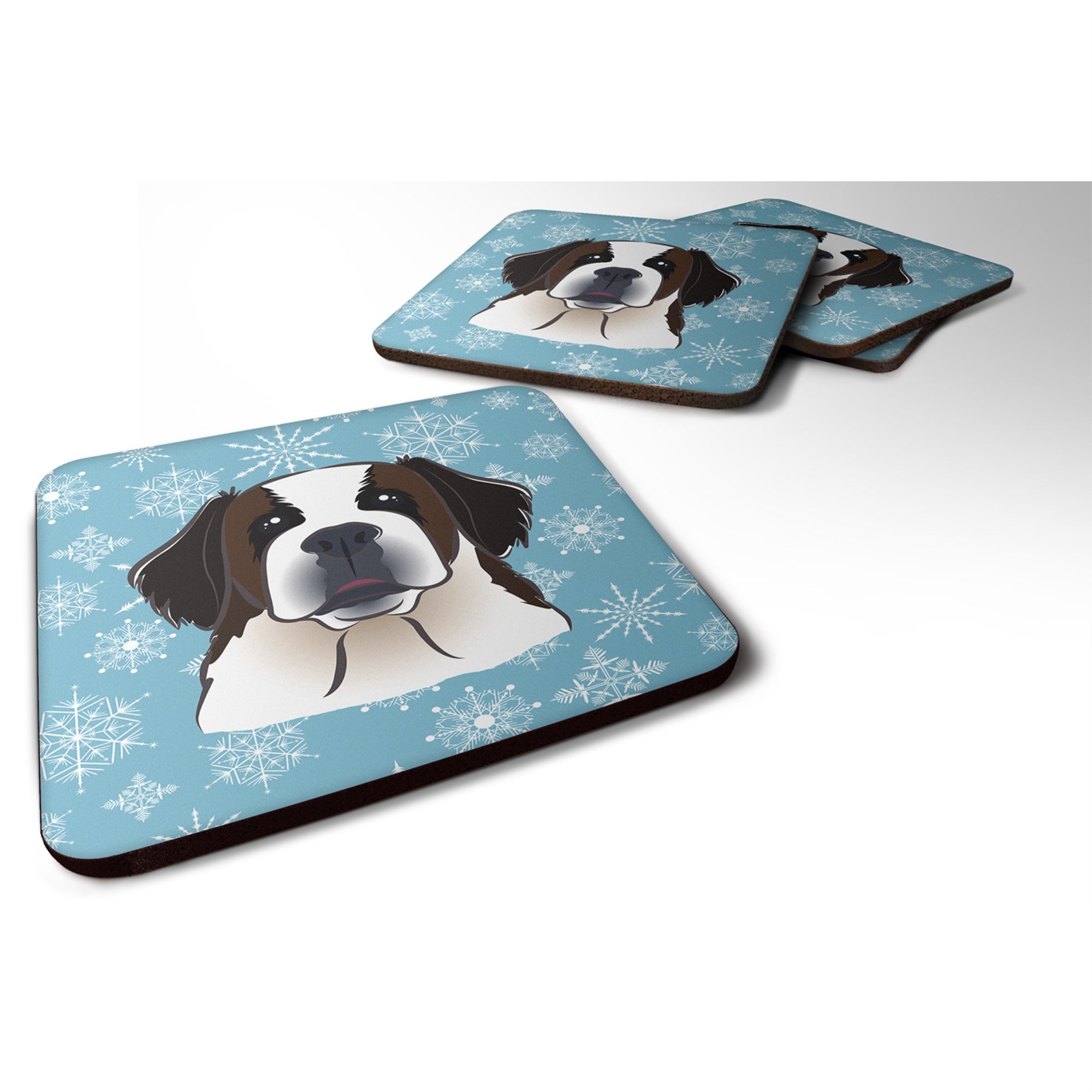 'Caroline'S Treasures Bb1680Fc Snowflake Saint Bernard Foam Coasters (Set Of 4), 3.5'''', Multicolor''