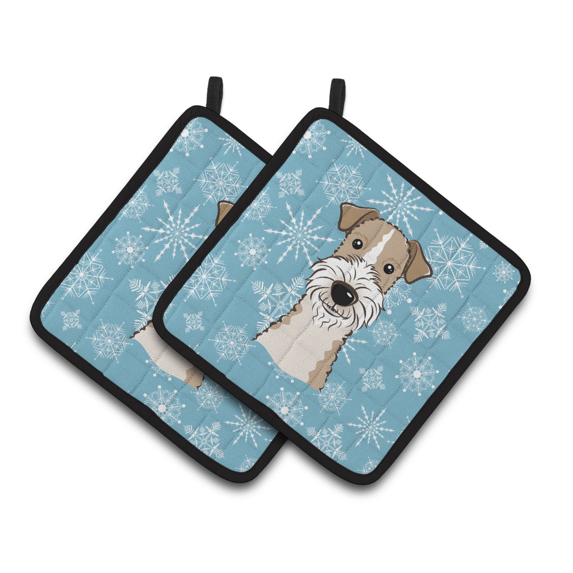 'Caroline'S Treasures Snowflake Wire Haired Fox Terrier Pair Of Pot Holders Bb1681Pthd, 7.5Hx7.5W, Multicolor''