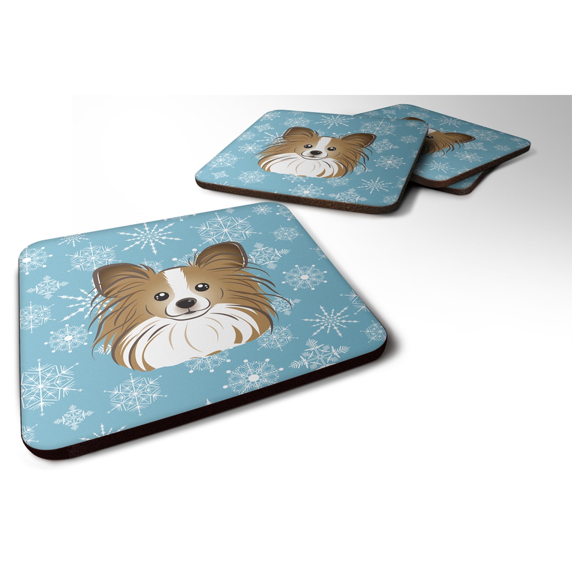 'Caroline'S Treasures Bb1682Fc Snowflake Papillion Foam Coasters (Set Of 4), 3.5'''', Multicolor''