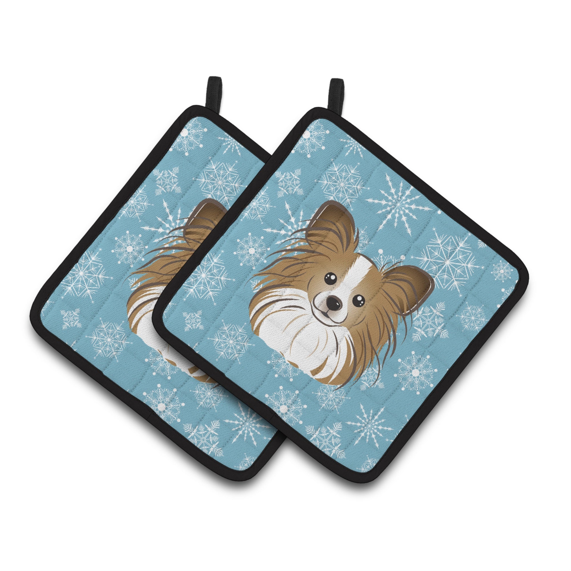 'Caroline'S Treasures Snowflake Papillon Pair Of Pot Holders Bb1682Pthd, 7.5Hx7.5W, Multicolor''