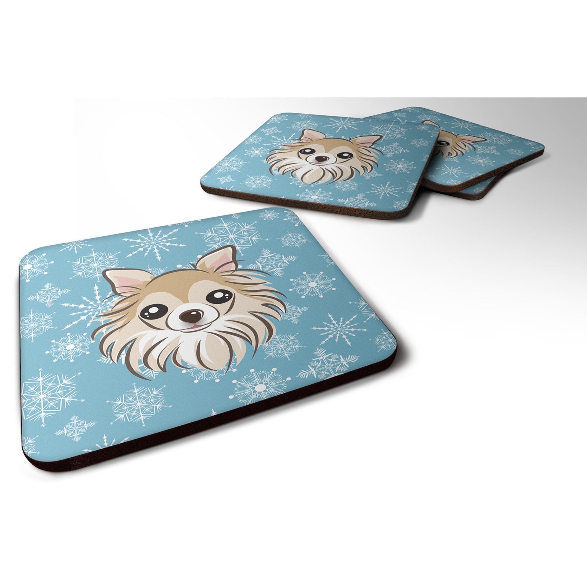 'Caroline'S Treasures Bb1685Fc Snowflake Chihuahua Foam Coasters (Set Of 4), 3.5'''', Multicolor''