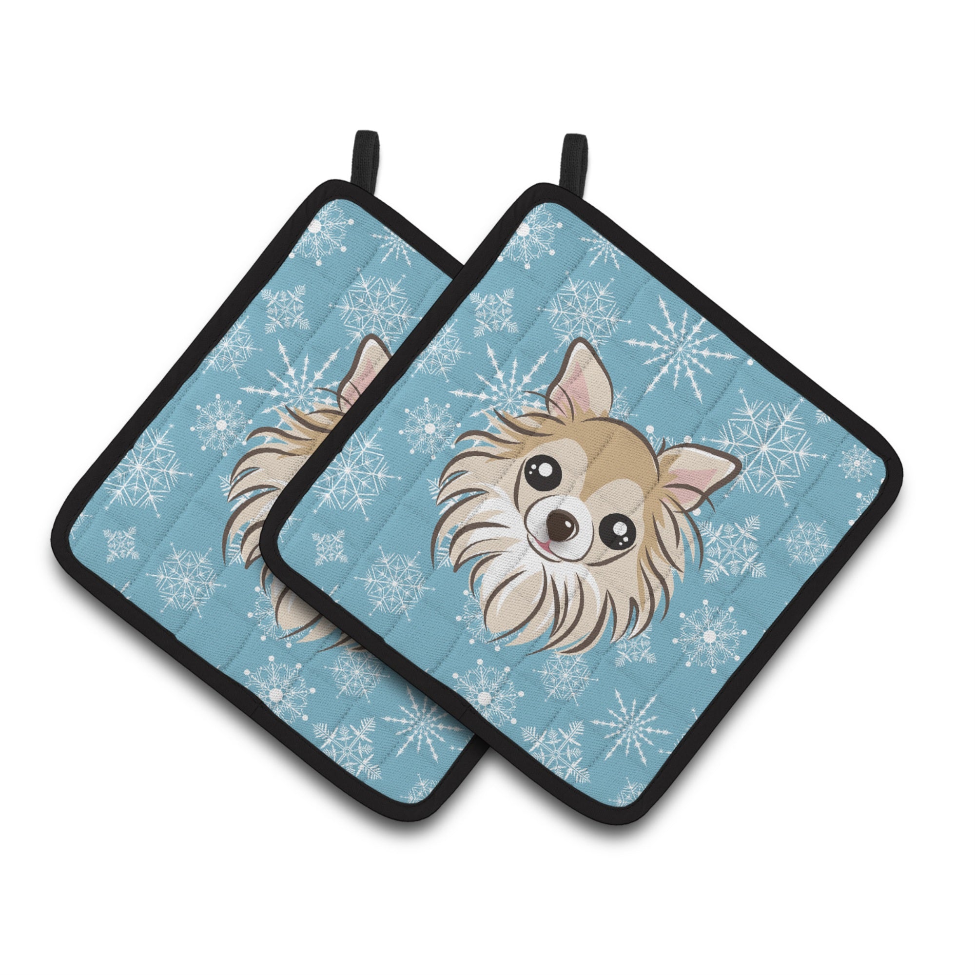 'Caroline'S Treasures Snowflake Chihuahua Pair Of Pot Holders Bb1685Pthd, 7.5Hx7.5W, Multicolor''