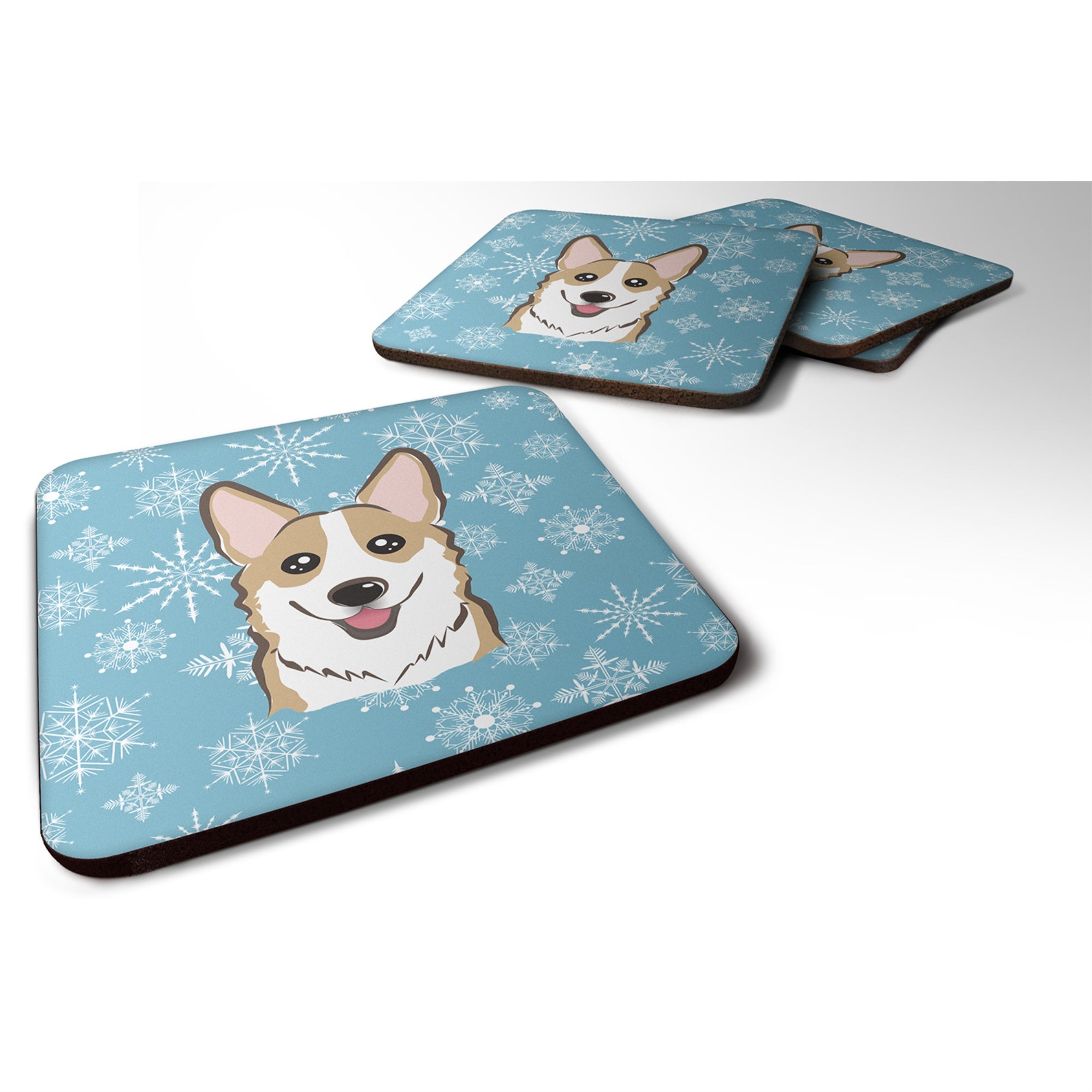 'Caroline'S Treasures Bb1687Fc Snowflake Sable Corgi Foam Coasters (Set Of 4), 3.5'''', Multicolor''