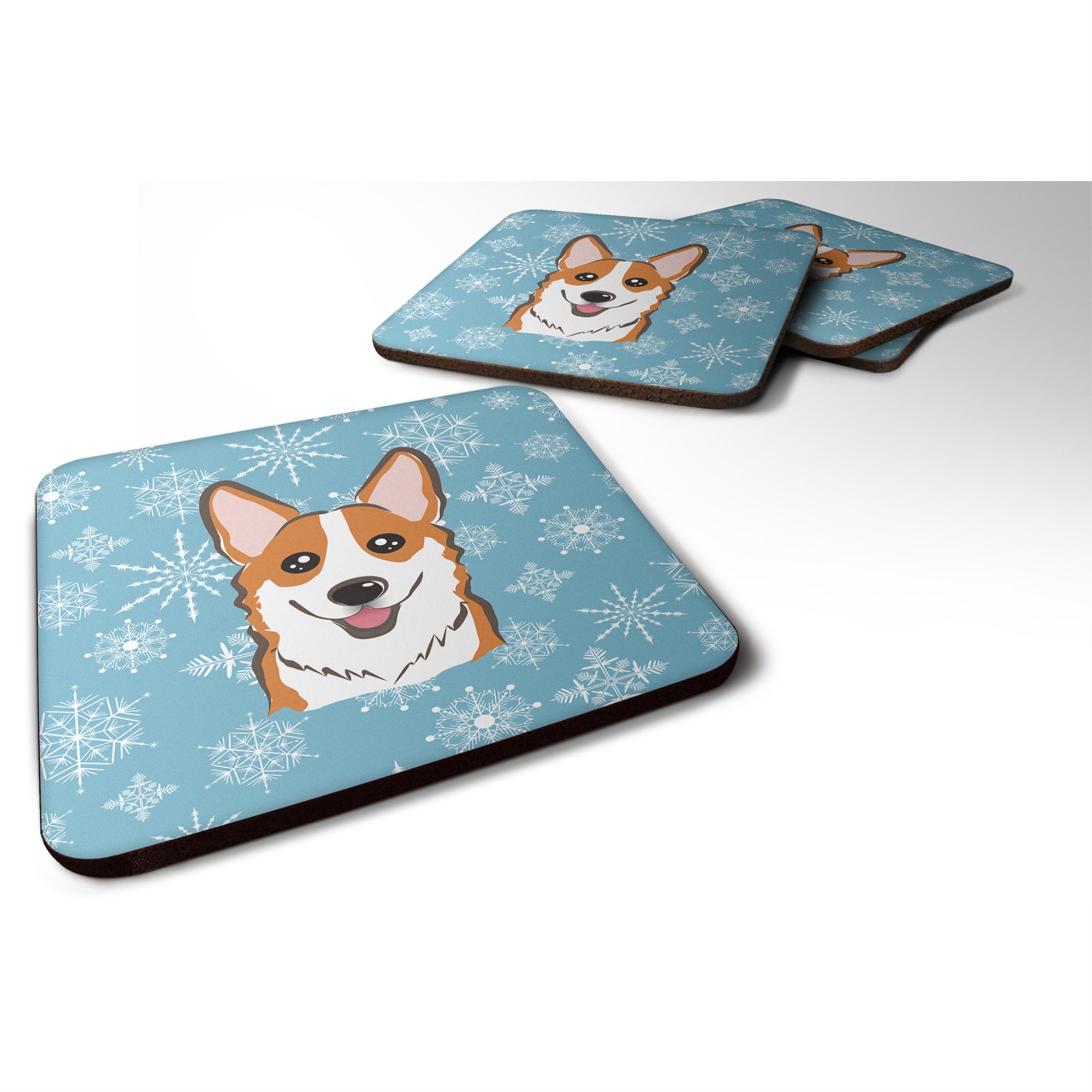'Caroline'S Treasures Bb1688Fc Snowflake Red Corgi Foam Coasters (Set Of 4), 3.5'''', Multicolor''