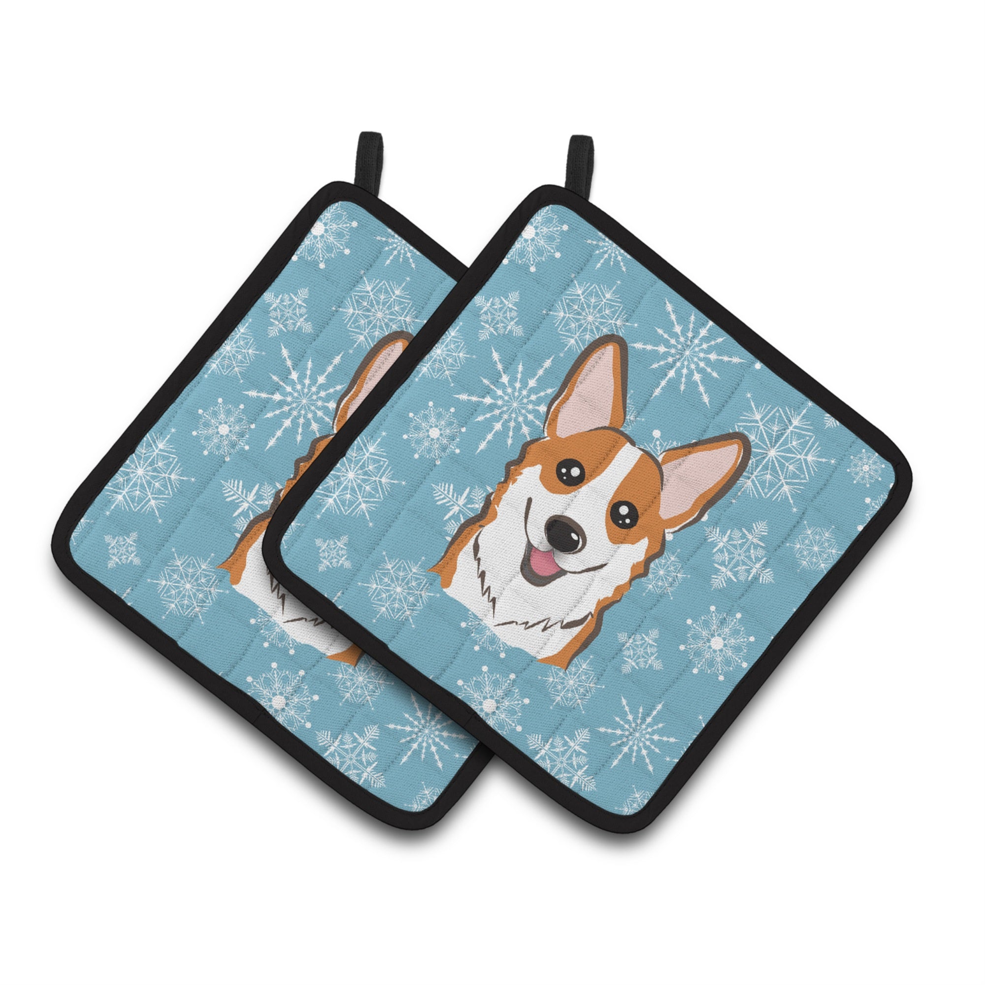 'Caroline'S Treasures Snowflake Red Corgi Pair Of Pot Holders Bb1688Pthd, 7.5Hx7.5W, Multicolor''