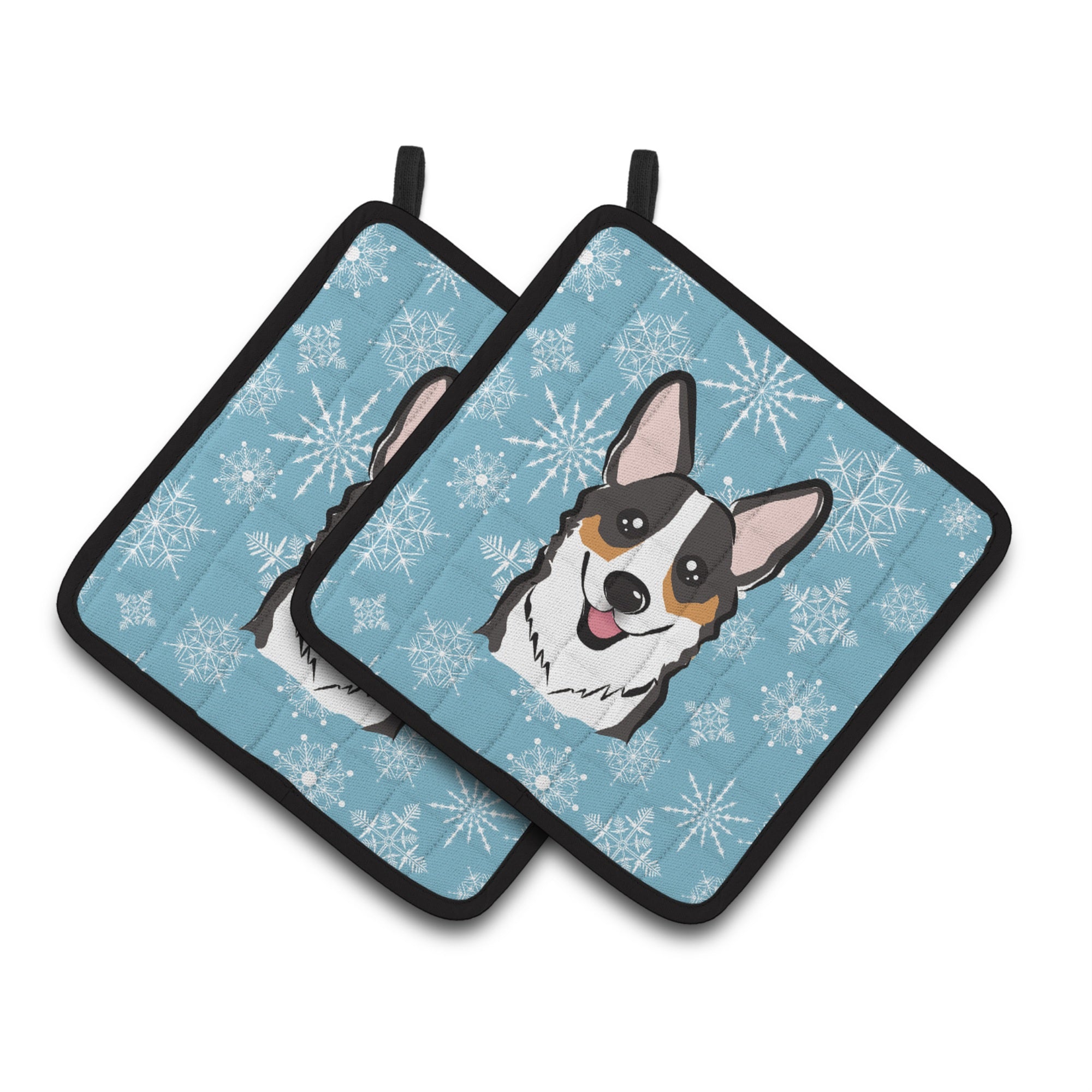 'Caroline'S Treasures Snowflake Tricolor Corgi Pair Of Pot Holders Bb1689Pthd, 7.5Hx7.5W, Multicolor''