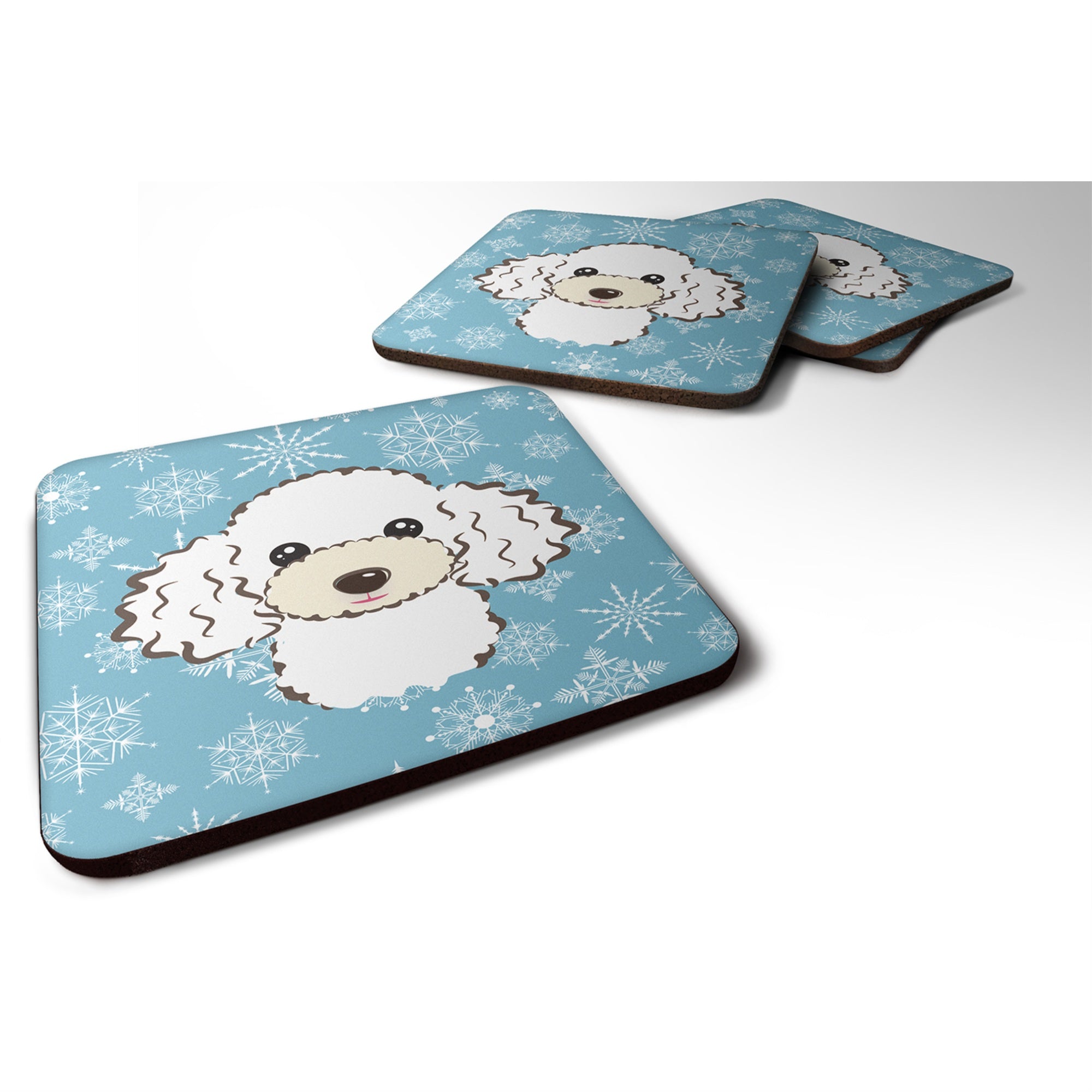 'Caroline'S Treasures Bb1691Fc Snowflake White Poodle Foam Coasters (Set Of 4), 3.5'''', Multicolor''