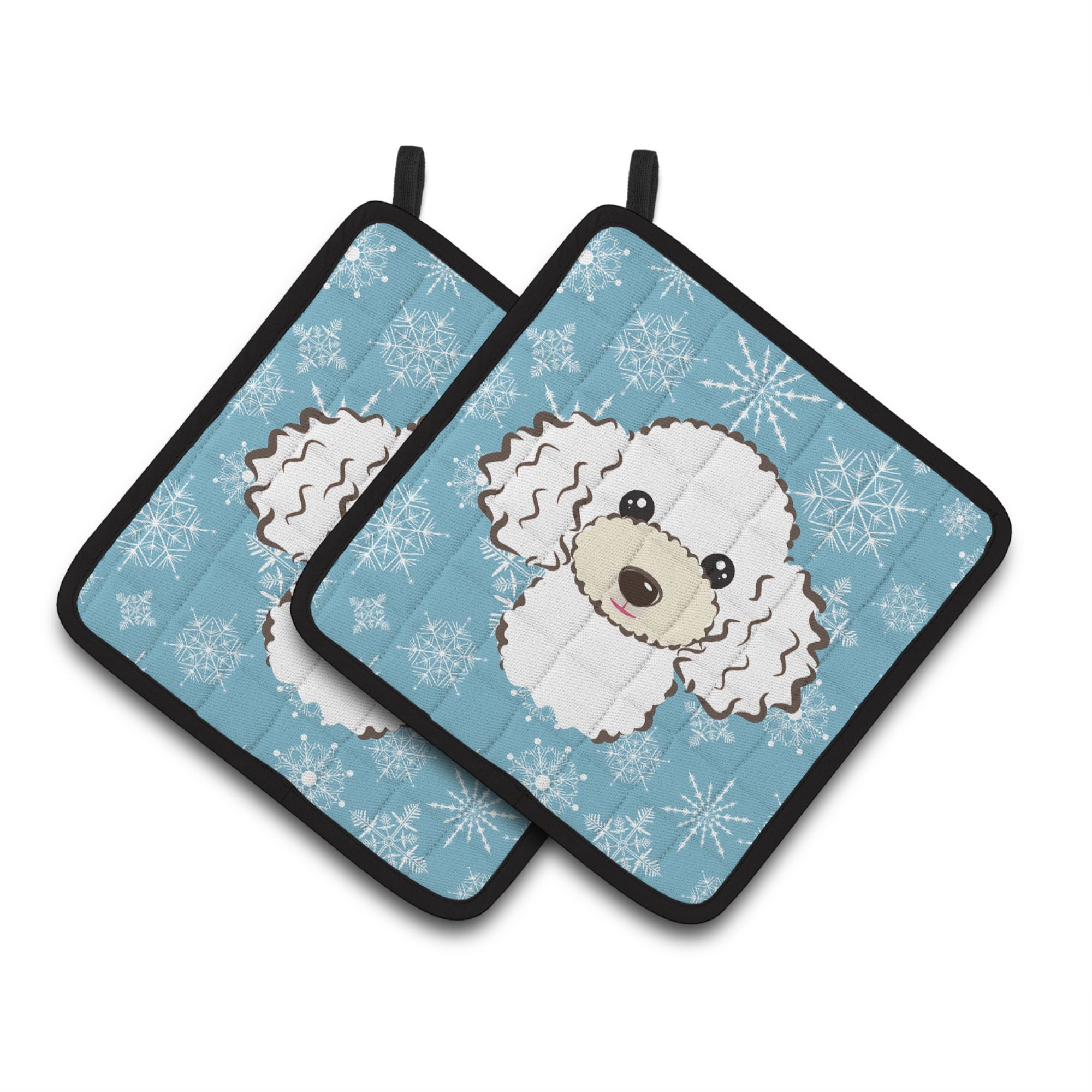 'Caroline'S Treasures Snowflake White Poodle Pair Of Pot Holders Bb1691Pthd, 7.5Hx7.5W, Multicolor''