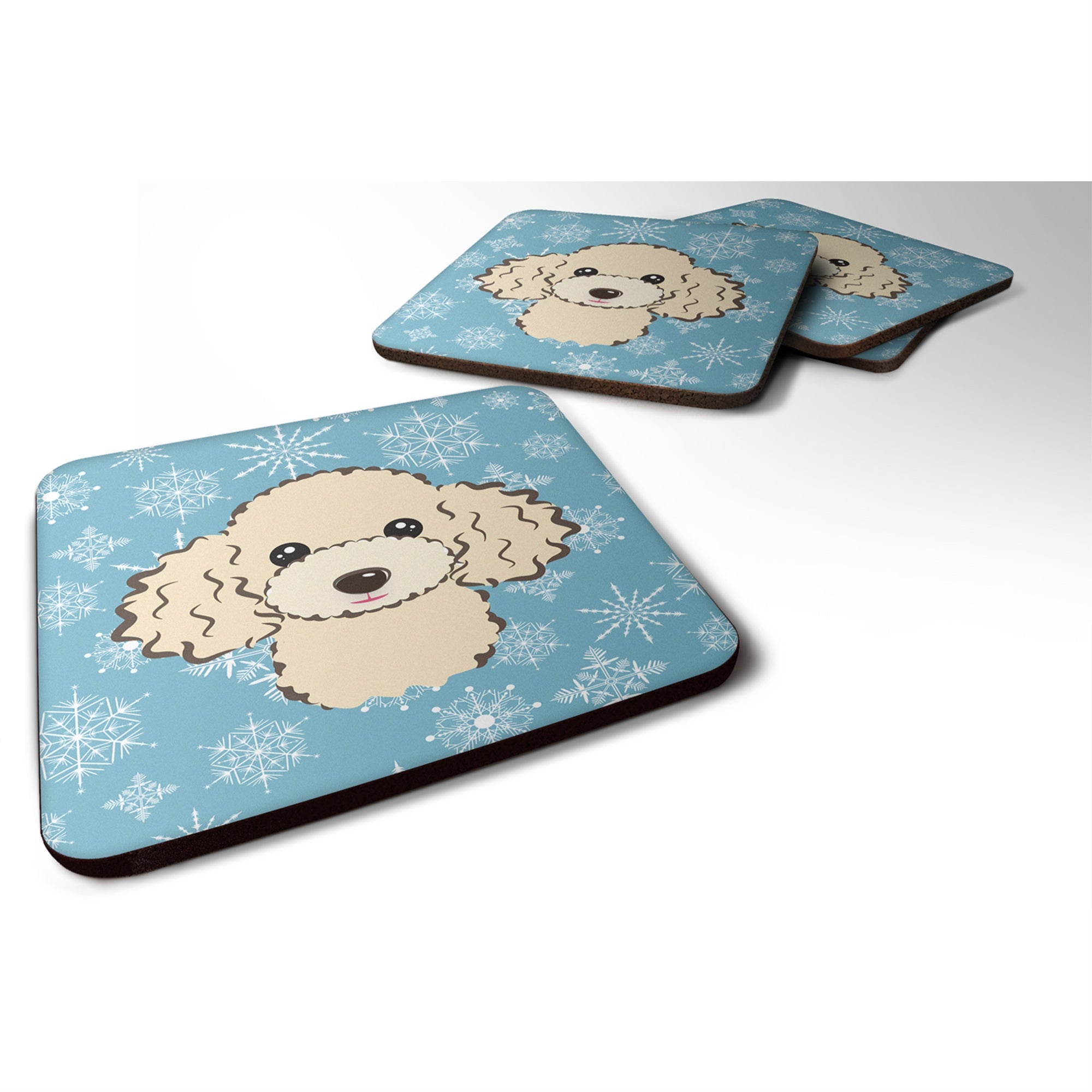 'Caroline'S Treasures Bb1692Fc Snowflake Buff Poodle Foam Coasters (Set Of 4), 3.5'''', Multicolor''