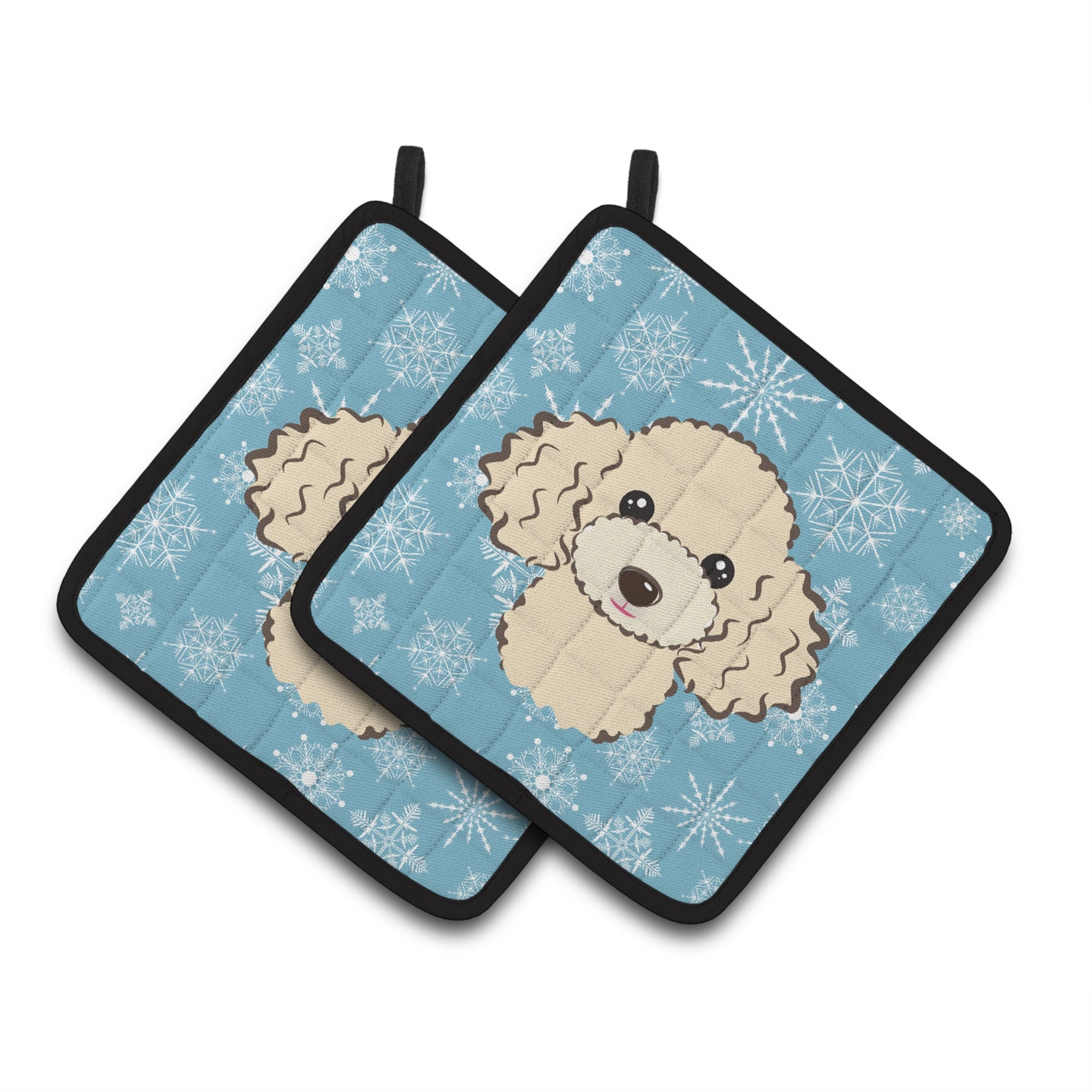'Caroline'S Treasures Snowflake Buff Poodle Pair Of Pot Holders Bb1692Pthd, 7.5Hx7.5W, Multicolor''