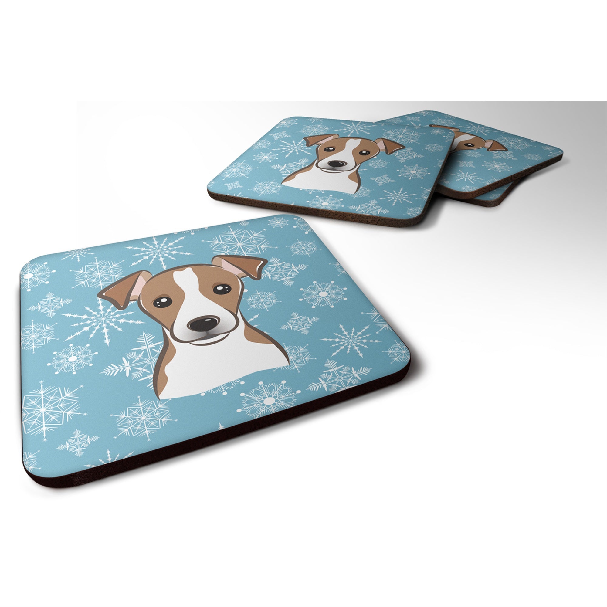 'Caroline'S Treasures Bb1694Fc Snowflake Jack Russell Terrier Foam Coasters (Set Of 4), 3.5'''', Multicolor''