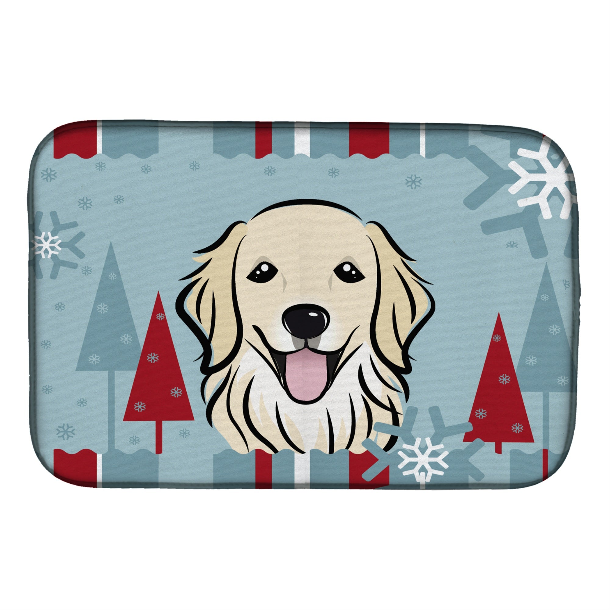'Caroline'S Treasures Winter Holiday Golden Retriever Dish Drying Mat, 14'''' X 21''''''