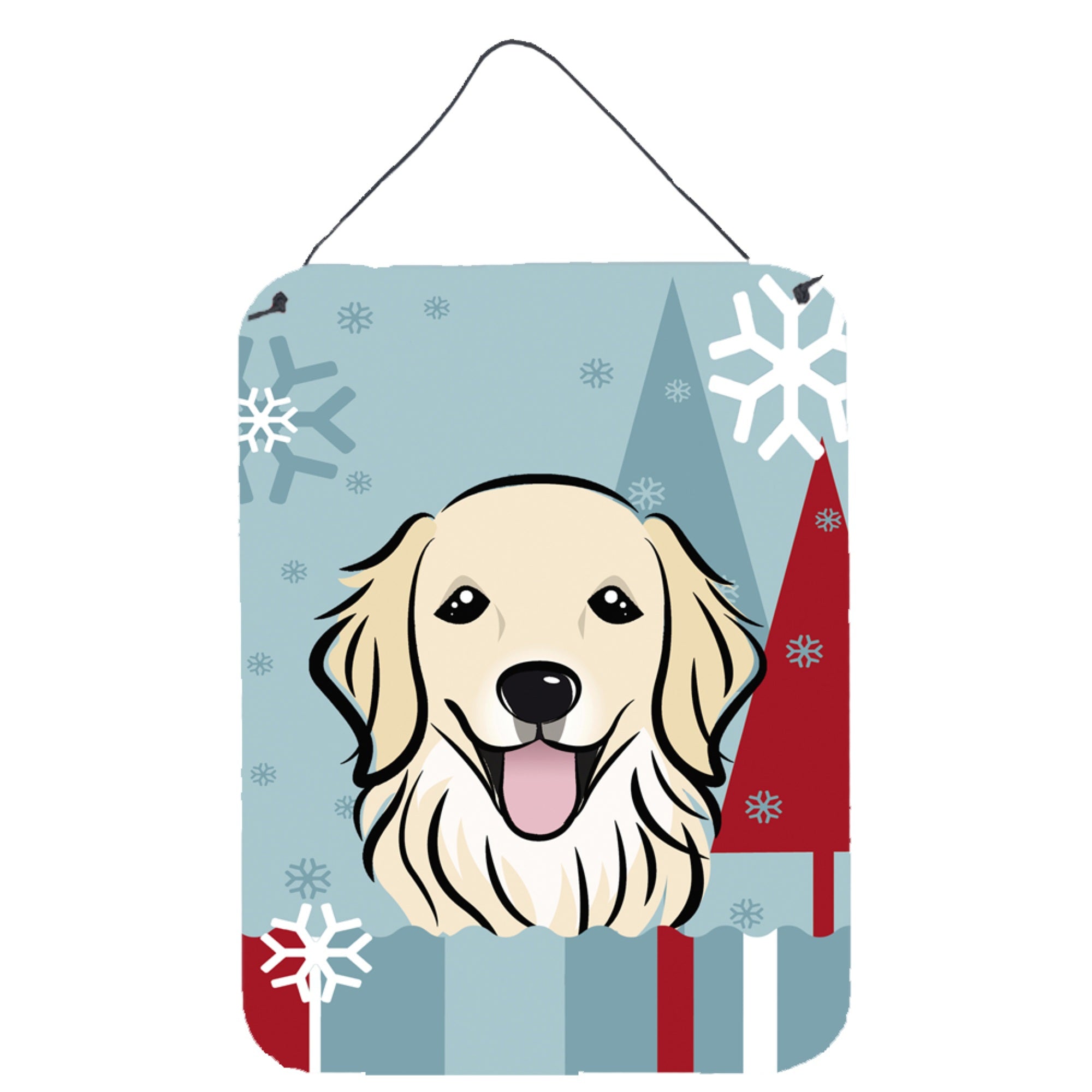 'Caroline'S Treasures Winter Holiday Golden Retriever Wall Or Door Hanging Prints Bb1701Ds1216, 16Hx12W, Multicolor''
