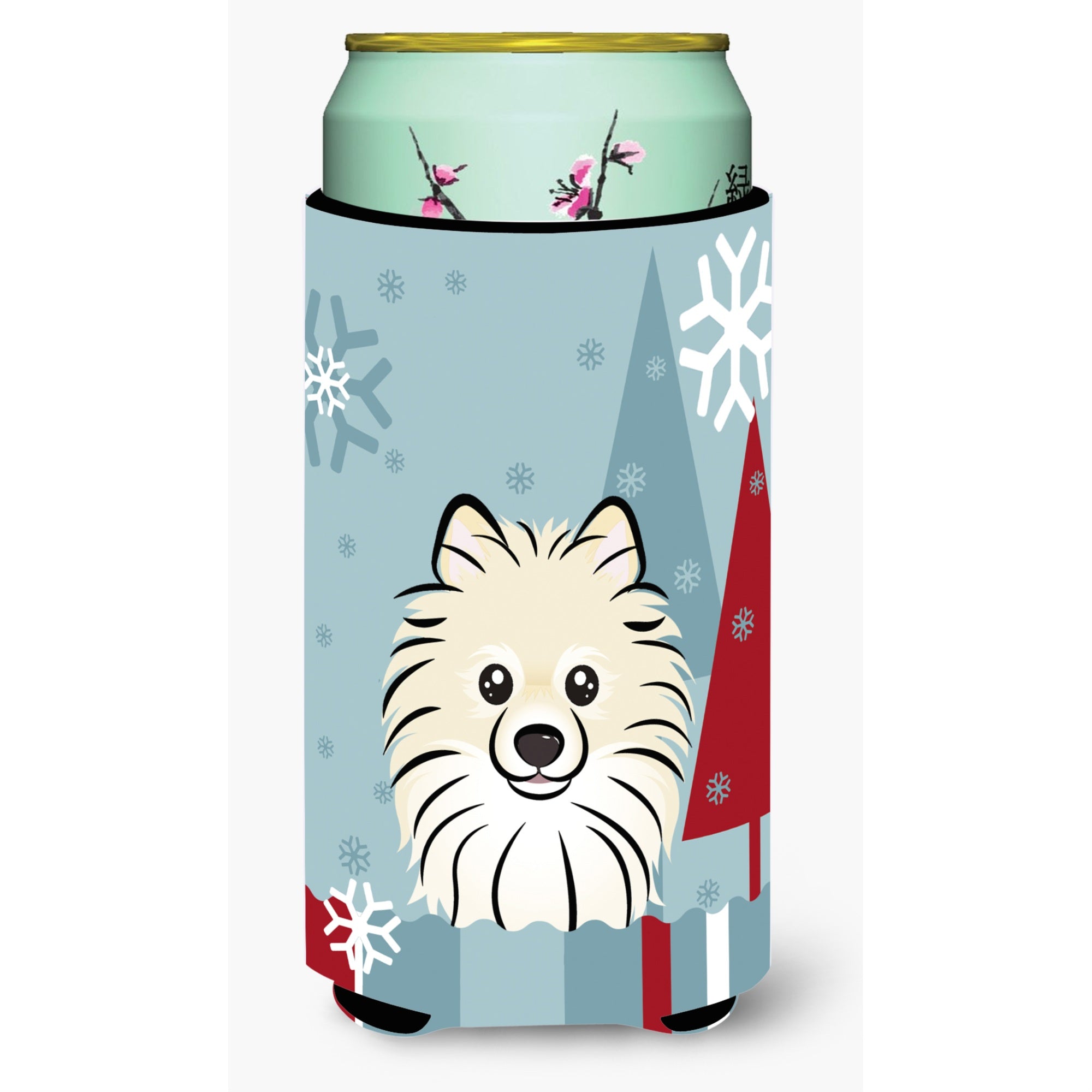 'Caroline'S Treasures Winter Holiday Pomeranian Tall Boy Koozie Hugger, Multicolor''